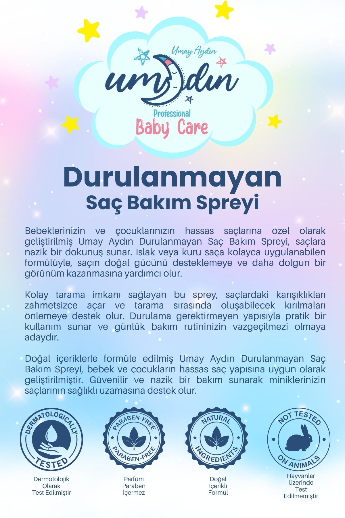 Umay Aydın Durulanmayan Saç Bakım Kolay Tarama Spreyi 100 ML — 8682887518339 — تصویر 4 از 5