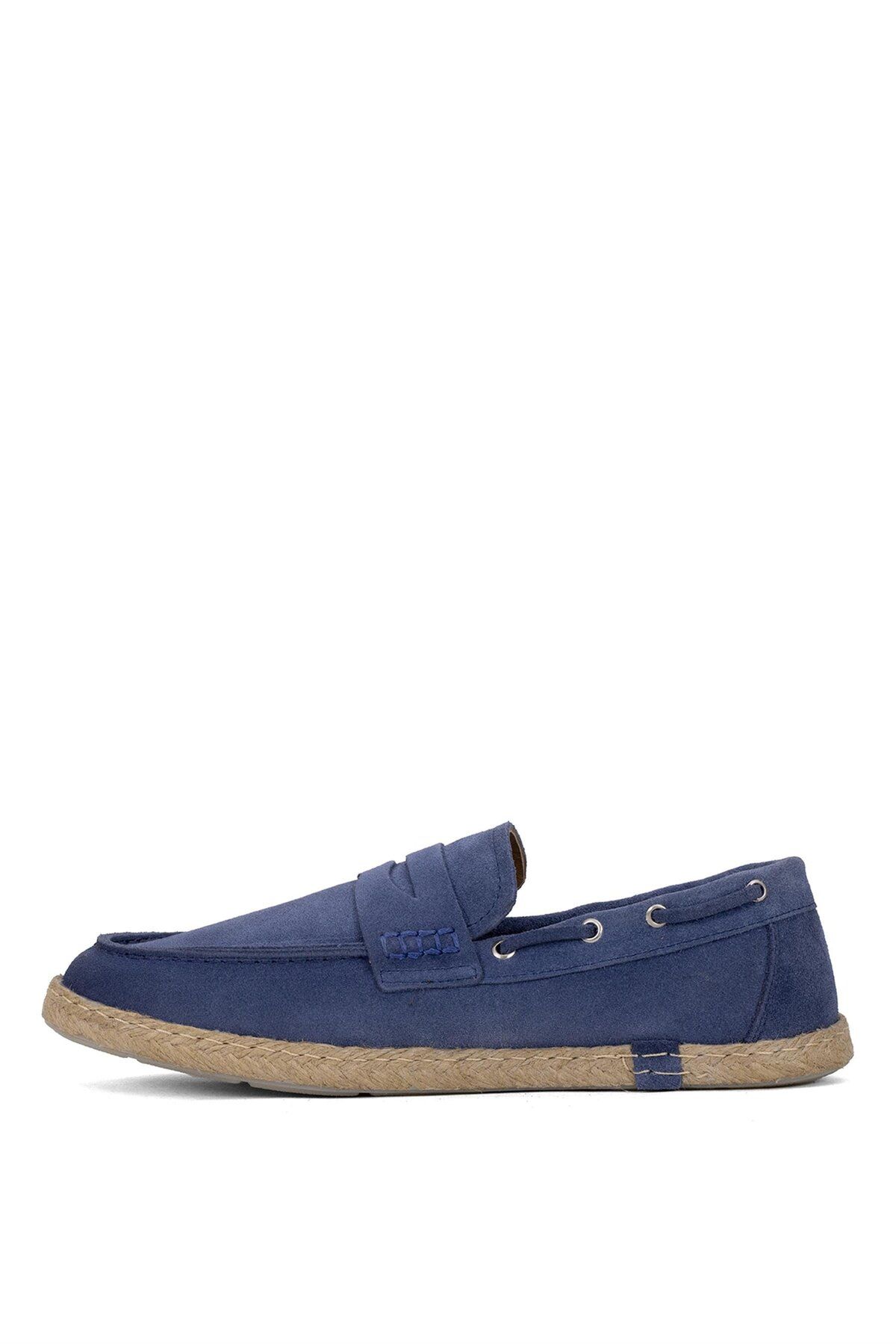 Ayakkabı Fuarı-Men's Blue Espadrilles - Alf03 Model, Genuine Suede Leather 3