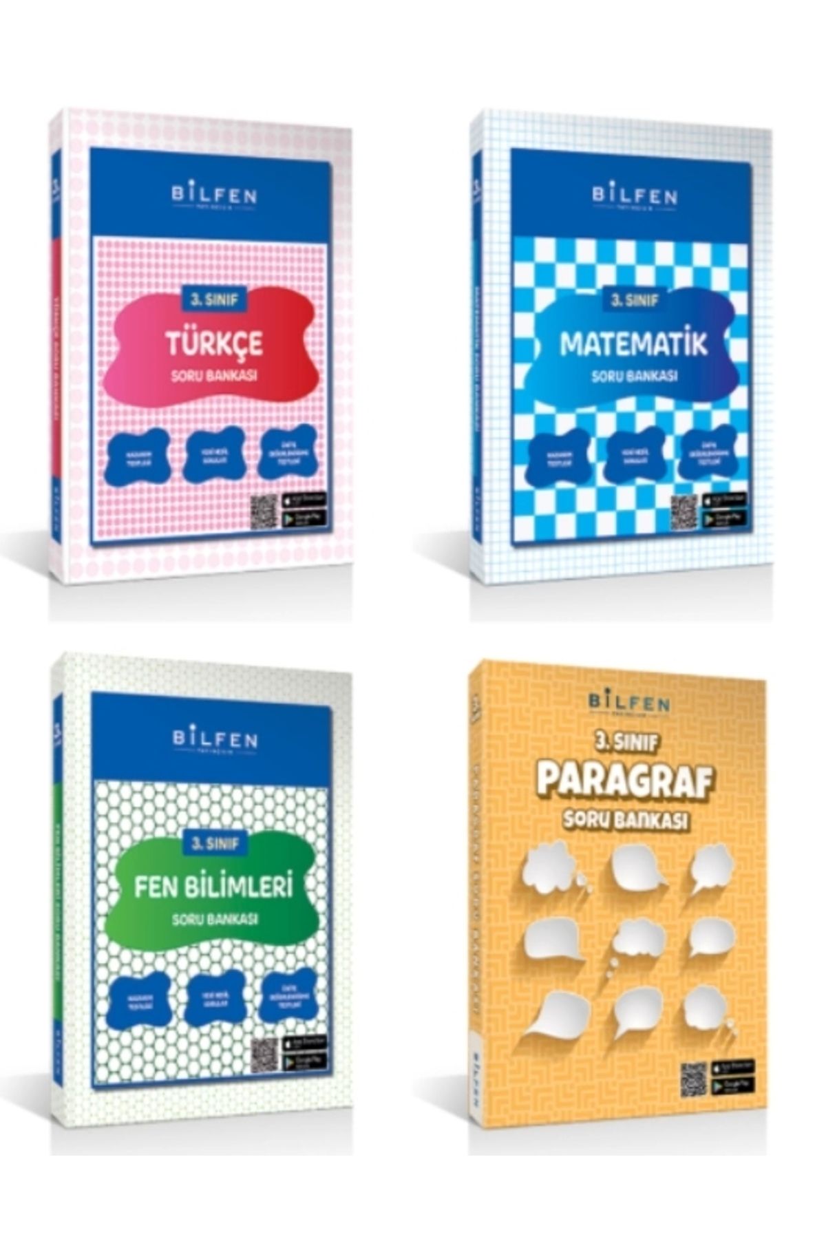 Bilfen Yayıncılık BİLFEN YAYINCILIK 3.SINIF TÜRKÇE-MATEMATİK-FEN BİLİMLERİ-PARAGRAF SORU BANKASI
