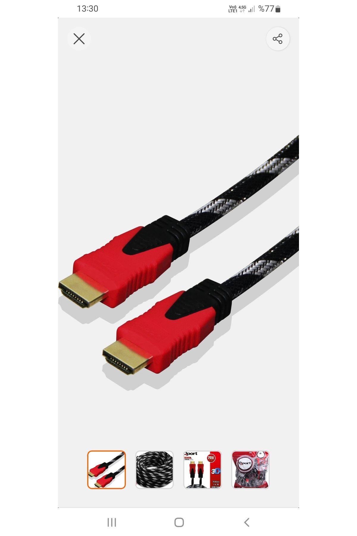 Qport 30mt hdmi örgülü kaliteli kablo altin uclu