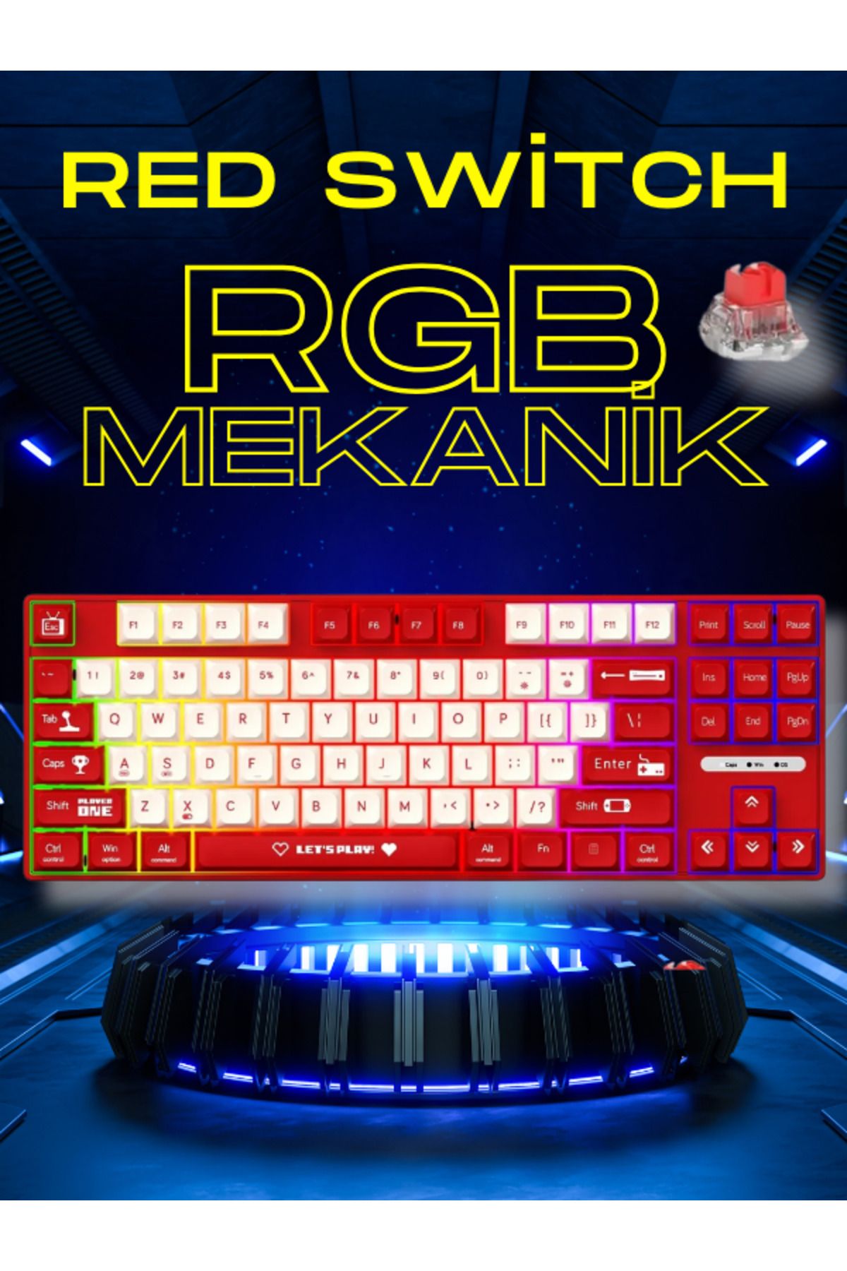 Smith Ajazz Ak870 Rgb Mc Kablolu Mekanik Red Switch Gaming Oyun Klavyesi