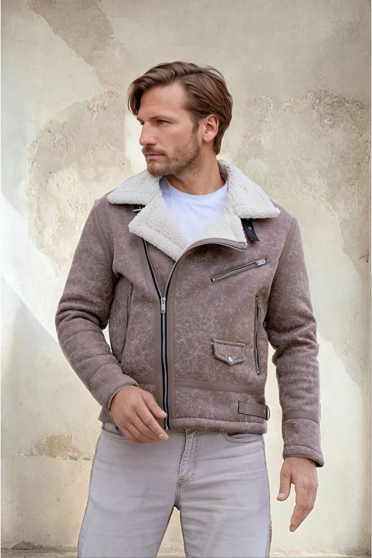 OHEPMODA-Pánský kožený kabát Napa - model North s plnou kožešinou uvnitř 1
