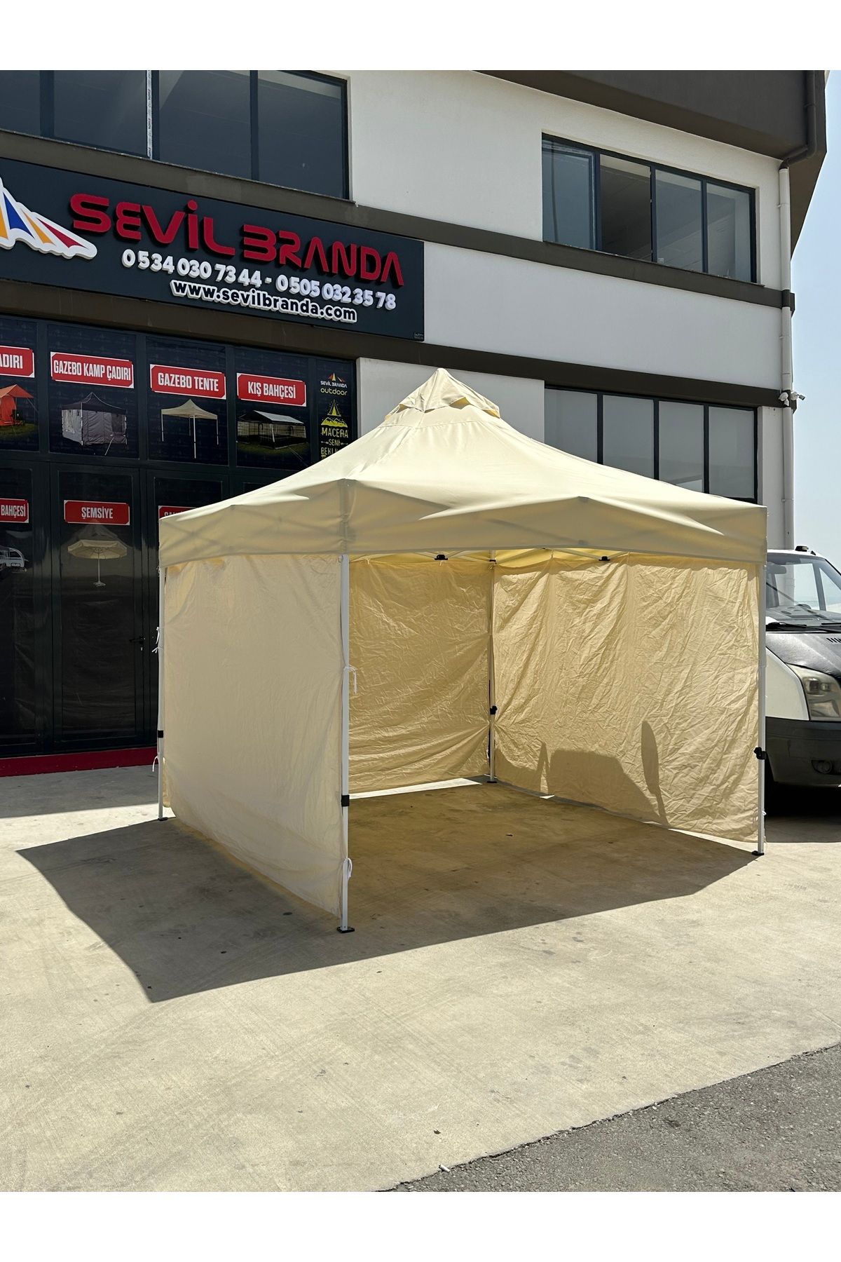 SEVİLBRANDA 3x3 Gazebo Tente ( 3 Duvar Tül güneşlik Hediye )