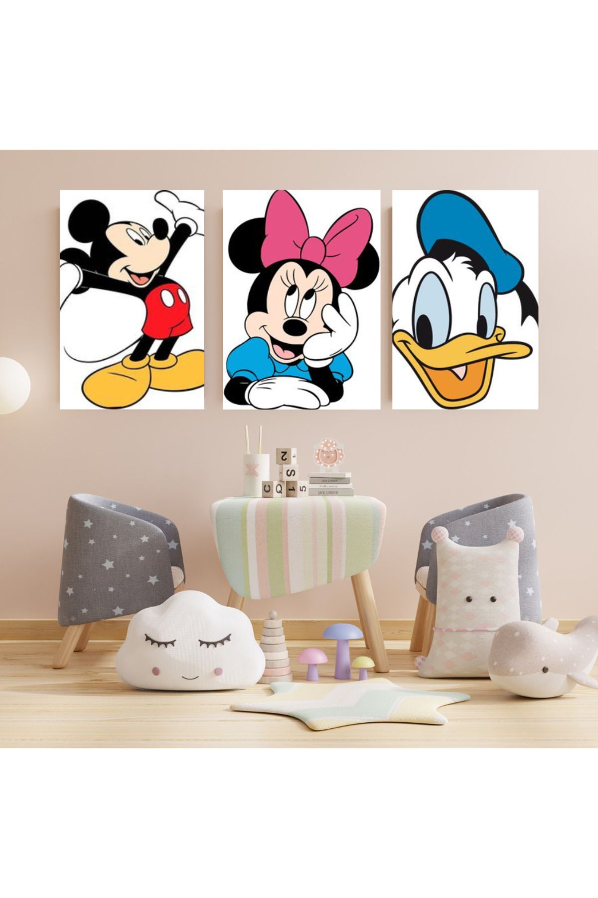 lule home Sayılarla Boyama Seti Mickey Mouse ve Arkadaşları 3'Lü Set 15x15 cm