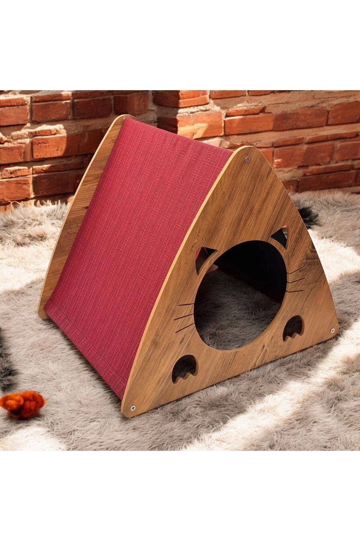 Evnalia Kedi Köpek Evi 40*45Cm 8mm A Kalite Mdf Kaplama Şık Tasarım Rahat ve Yıkanabilir Minder Yatak Dahil