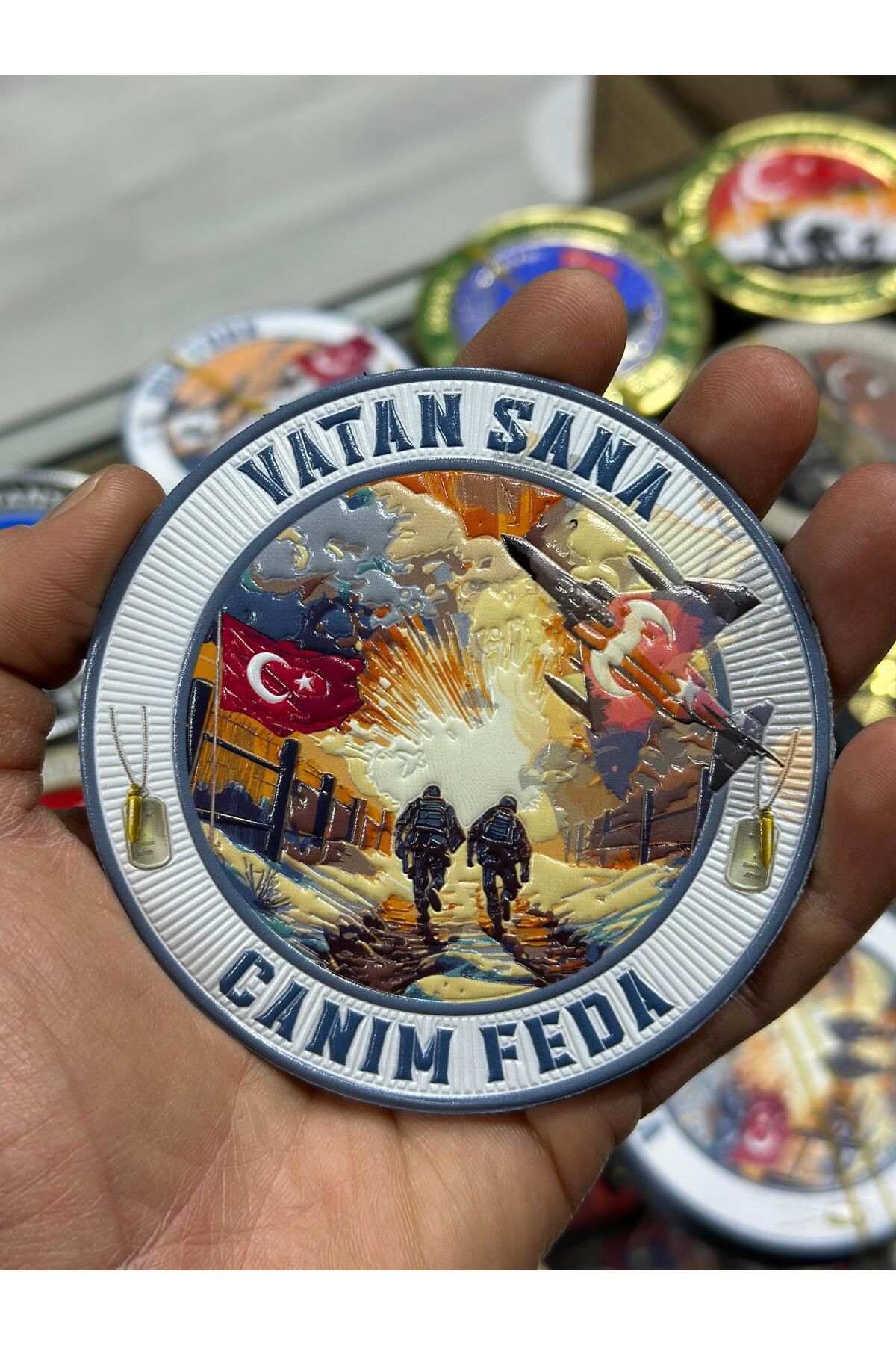 KOMANDO PAZARI "Vatan Sana Canım Feda" Yazılı 3D Lazer Kesim Arkası Cırtlı Patch