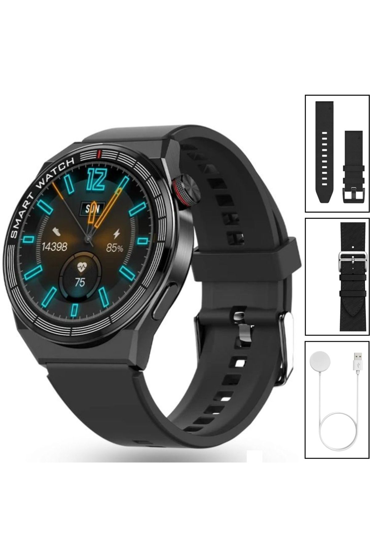 SONREİR Yeni Spor Watch GT3 MAX Siyah Akıllı Saat 1.45 İnç 46mm NFC/Sesli Arama Huawei iPhone Uyumlu 8,9,10