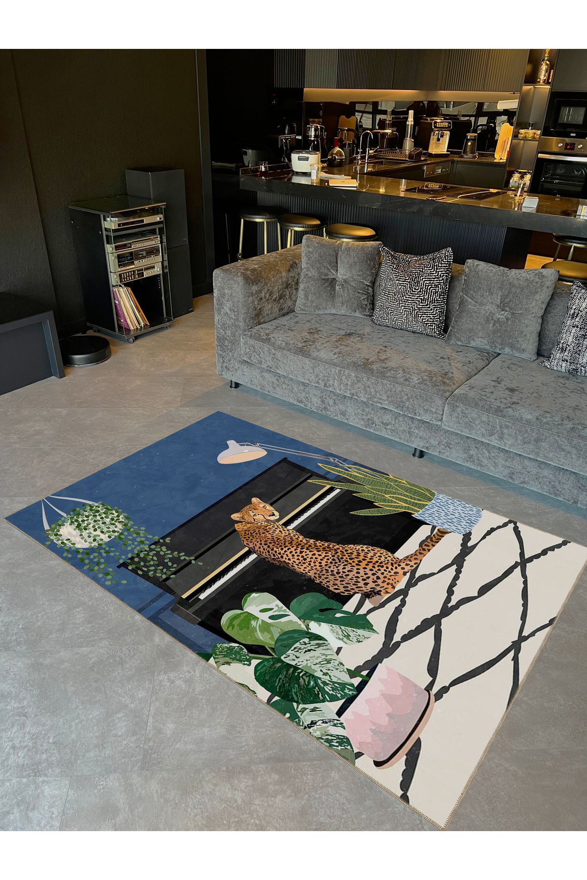 Rugs Modern Halı Buse Koleksiyonu Piyano ve Leopar Desenli Dokuma Taban Modern Dekoratif Halı buse16