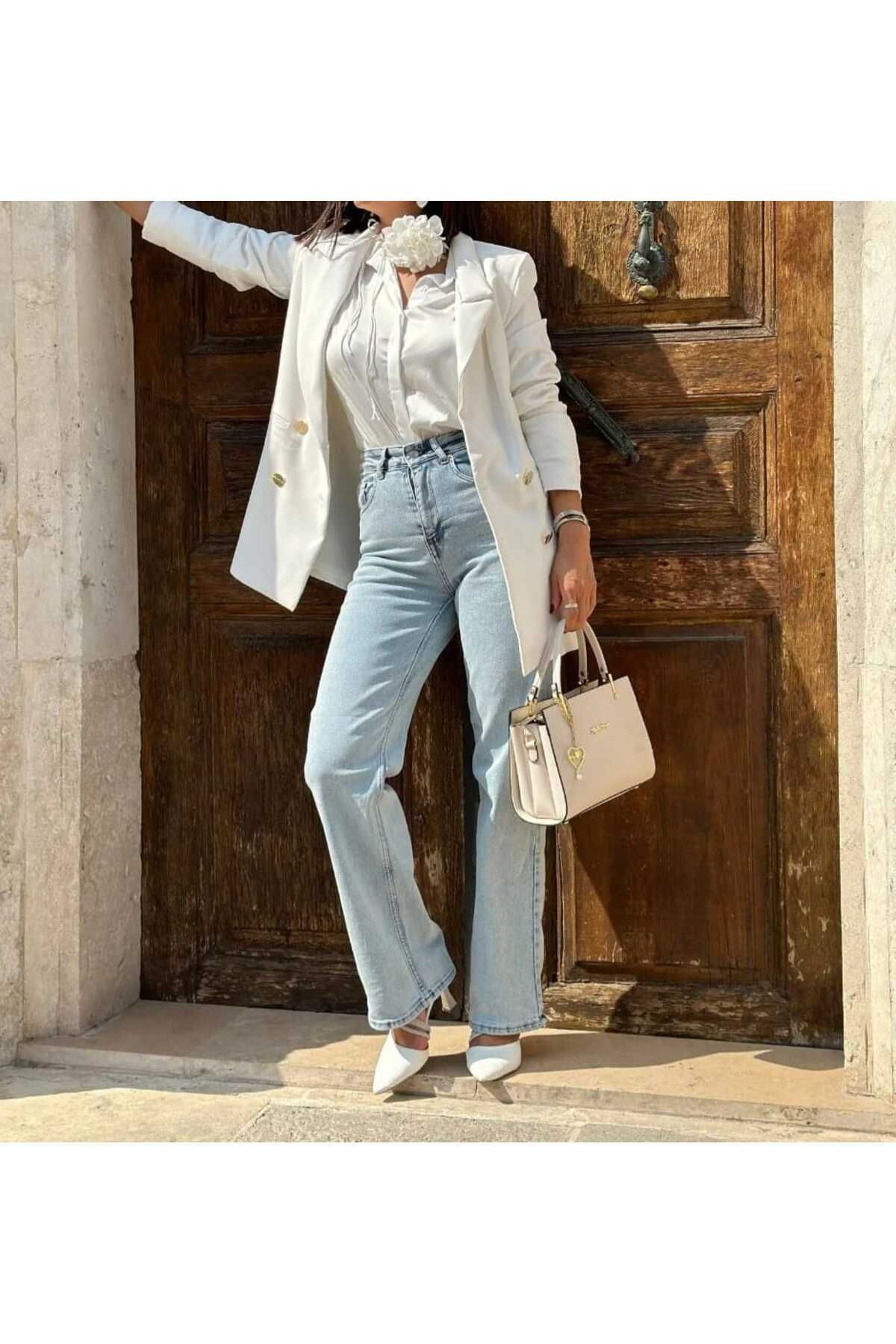 Pelin LİKRALI Bol Paça Kar Yıkama PALAZZO Jeans