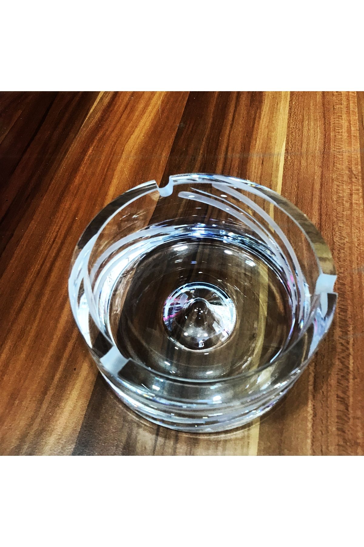 Paşabahçe-12.5cm Corrugated Glass Large Ashtray Hand Manufacture 2