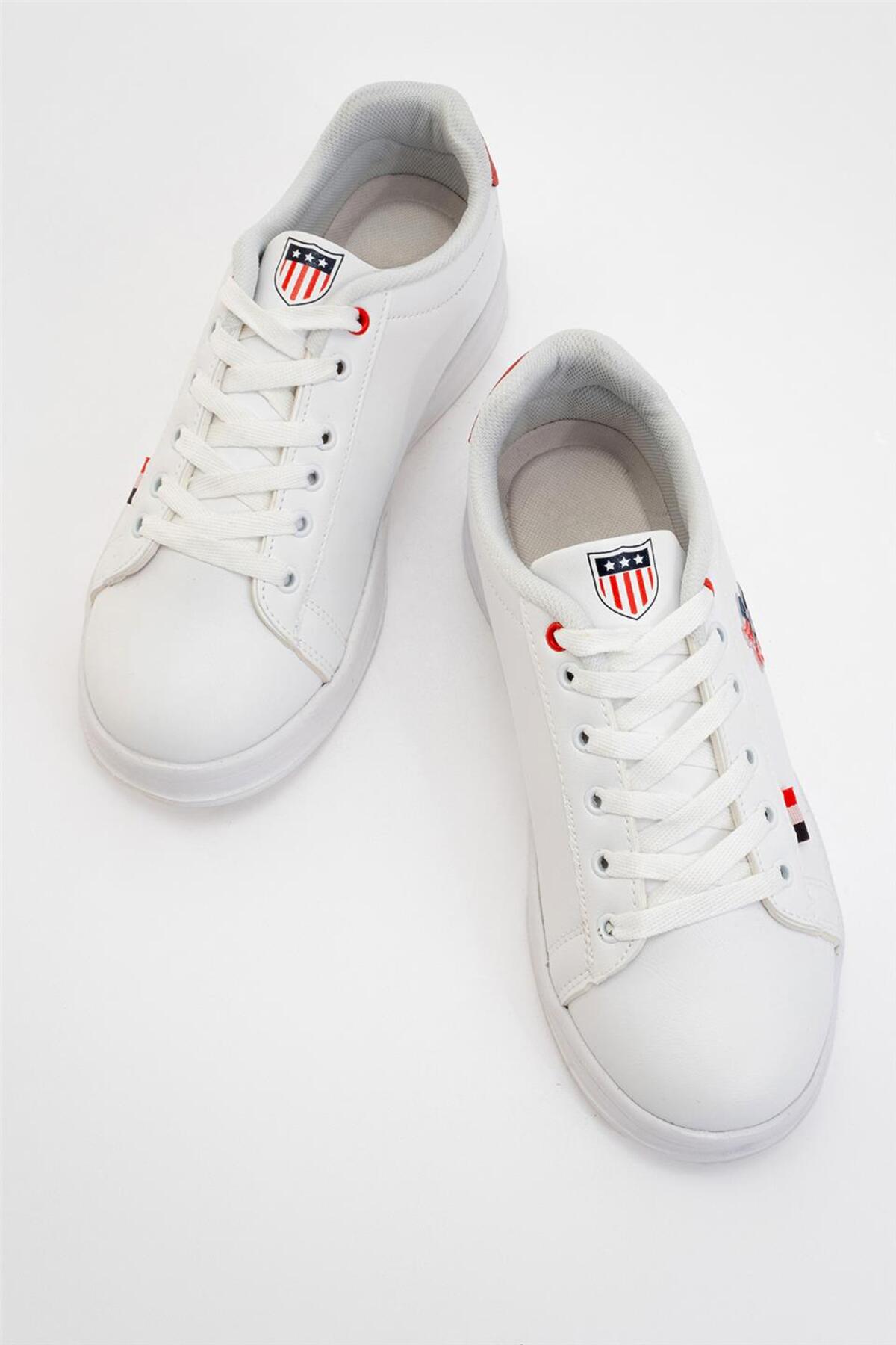 Liger Unisex Sneakers Günlük Spor Ayakkabı Beyaz - Kırmızı görsel 5