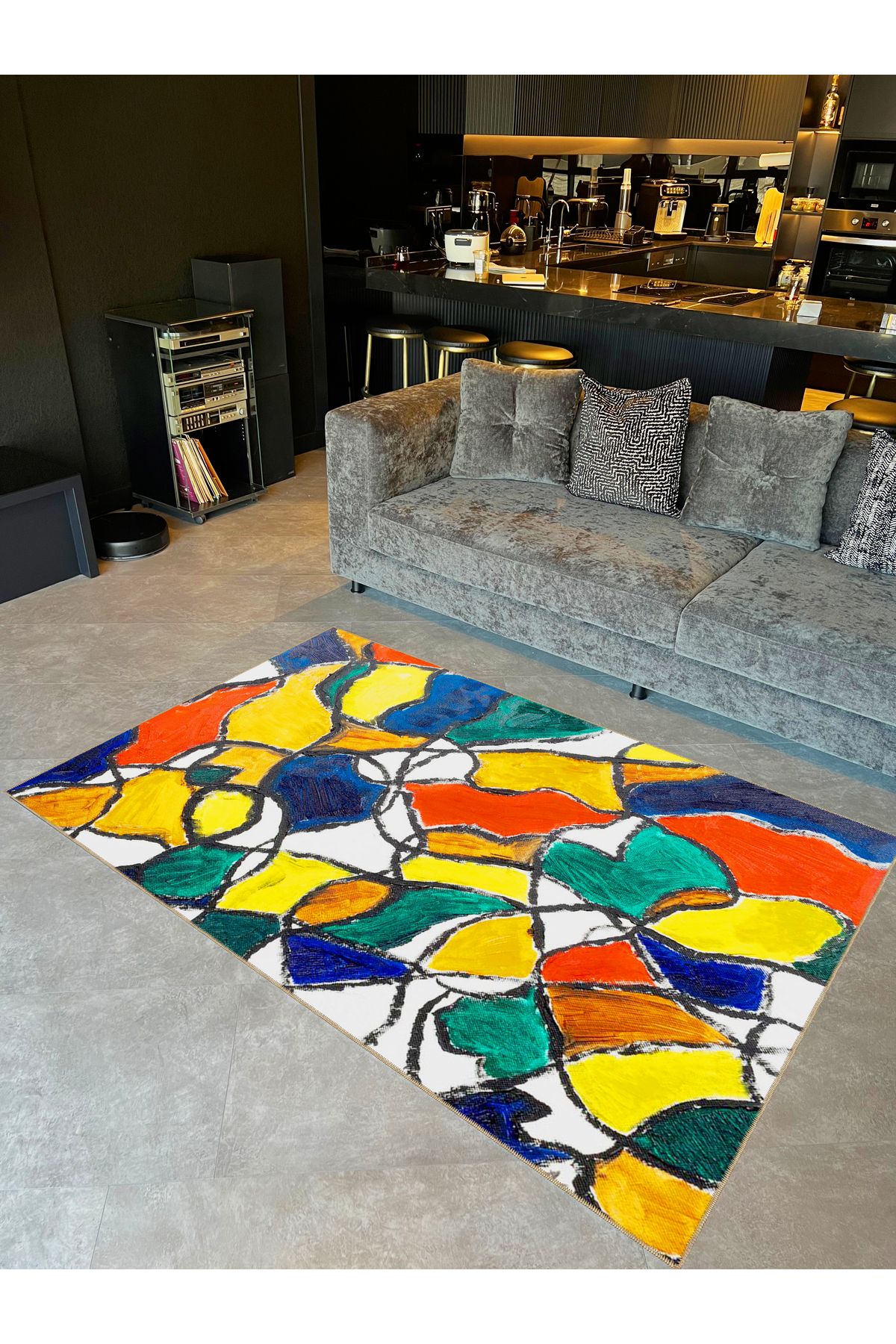 Rugs Modern Halı Buse Koleksiyonu Çok Renkli Soyut Şekiller Desenli Dokuma Taban Modern Dekoratif Halı buse24