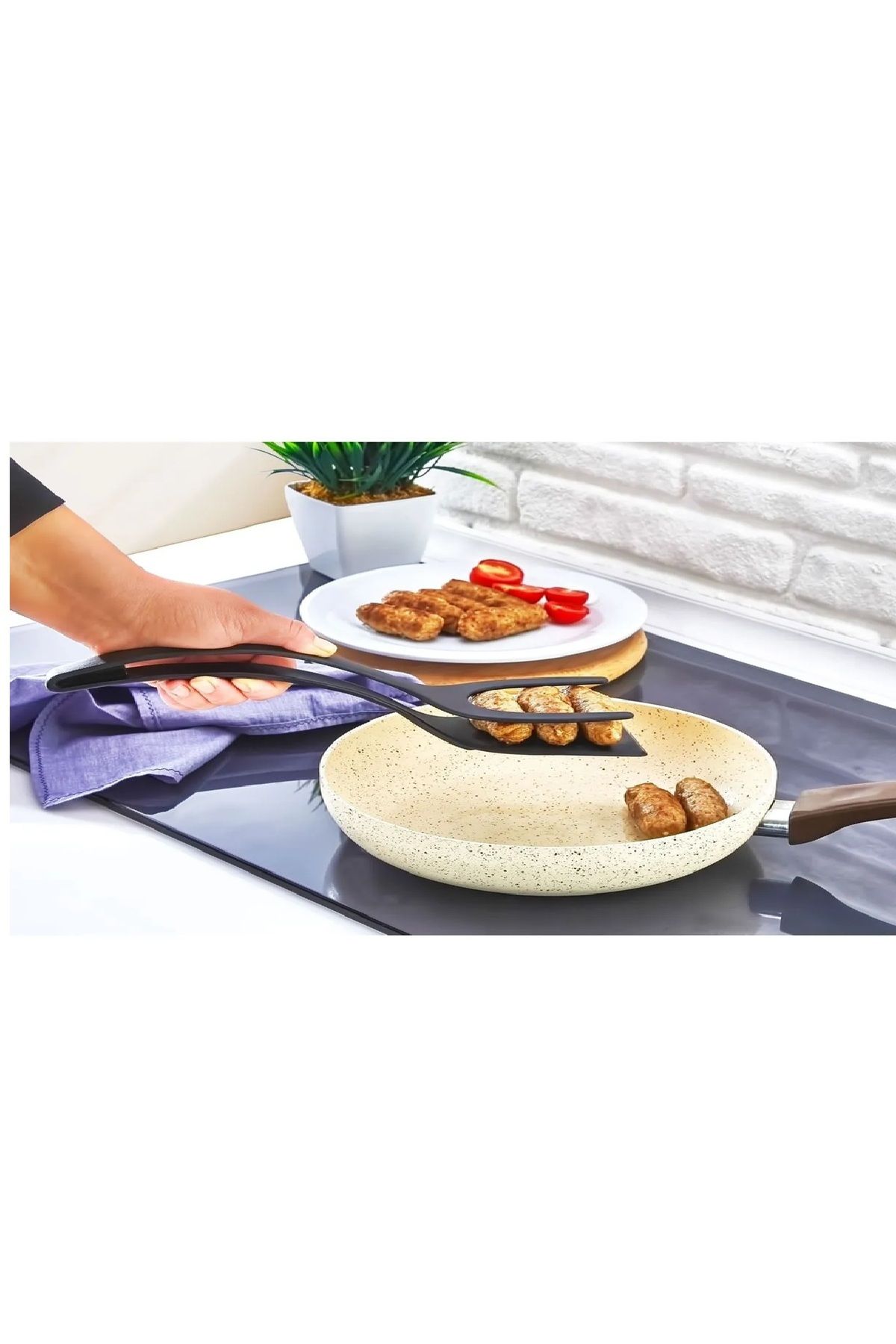 Roza's Home-Set of 2 Tongs Spatula and Pasta - Salad Tongs Kp-148 / Kp-147 2