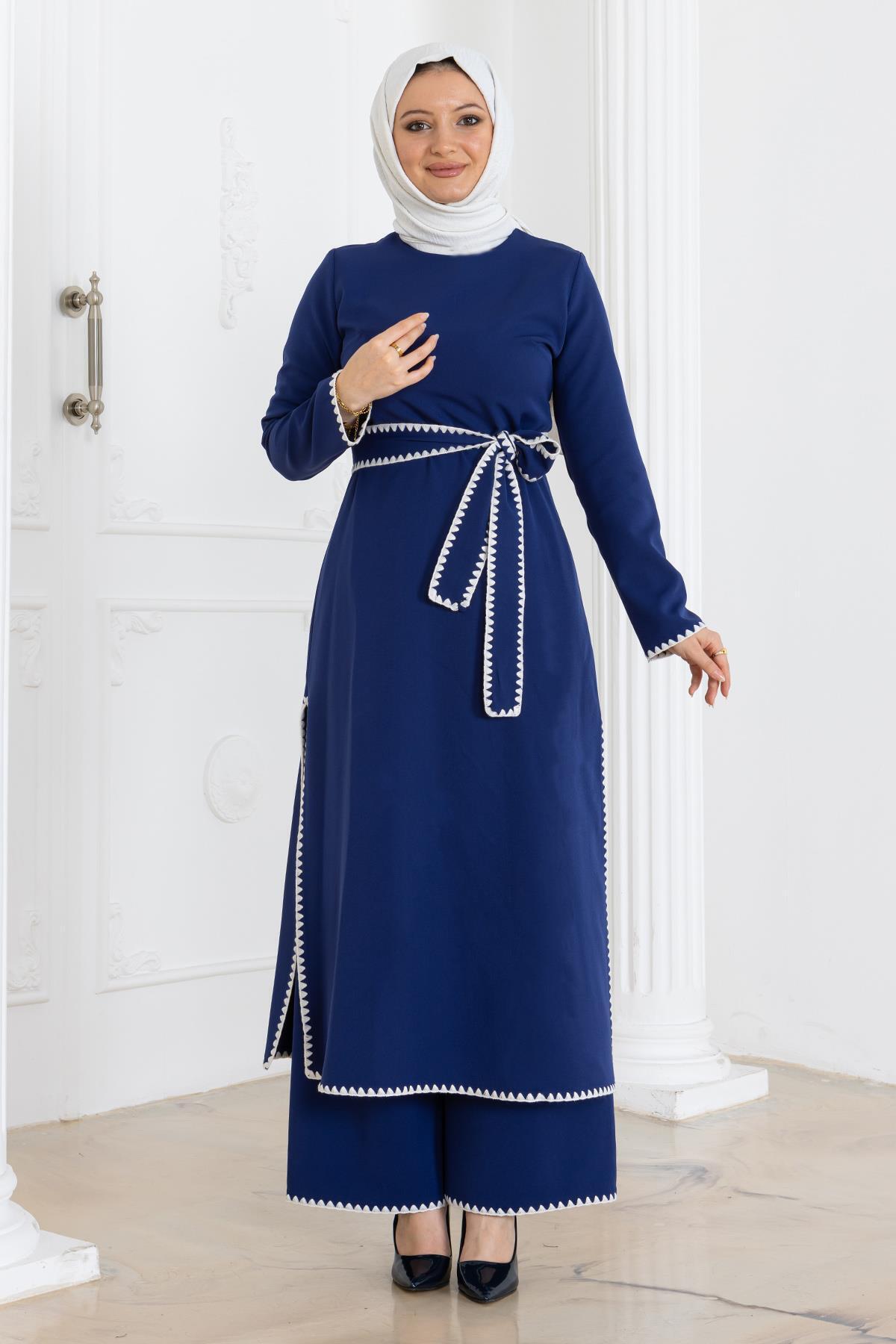 Modamihram-Indigo Belted Set - Shepherd's Stitched 19365 1