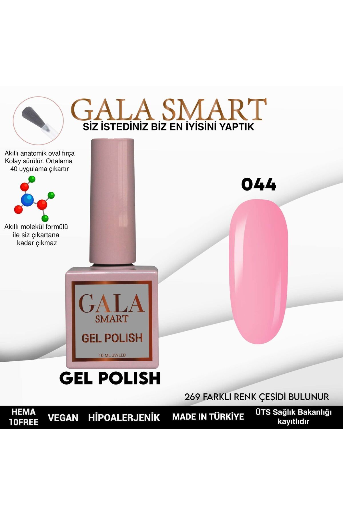 gala smart Classic Kalıcı Oje 10ml No:044