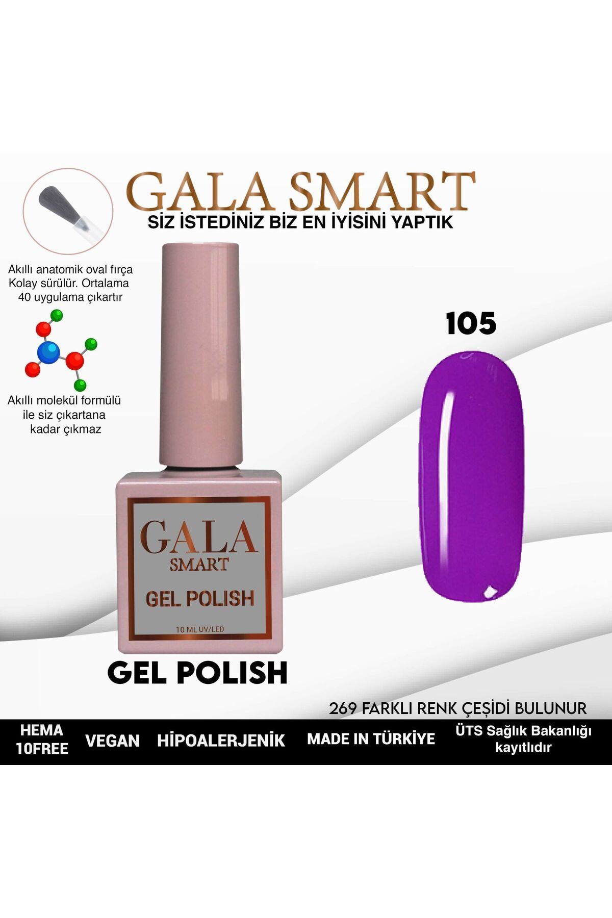 gala smart Classic Kalıcı Oje 10ml No:105