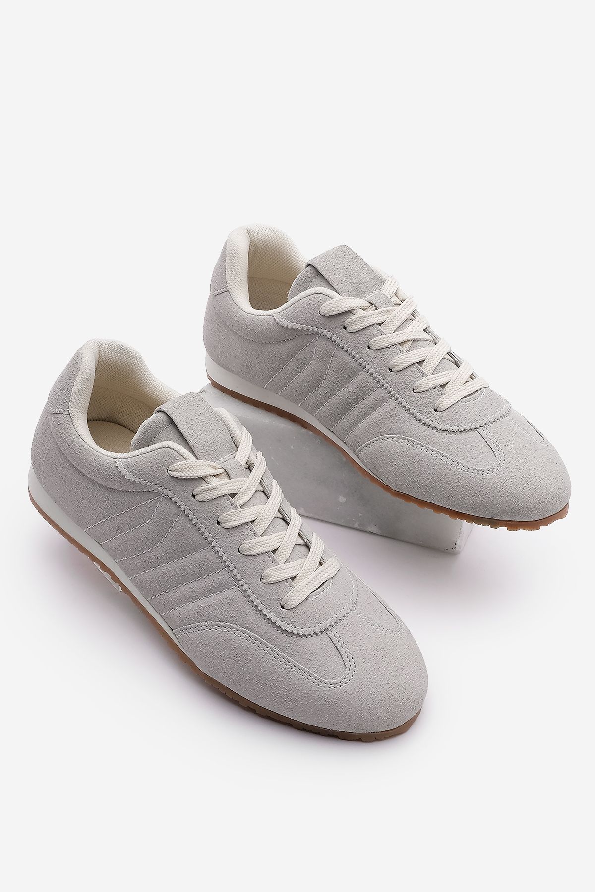 Marjin-Zonya Grey Suede Γυναικεία Sneaker - Ραμμένα Αθλητικά Παπούτσια 1