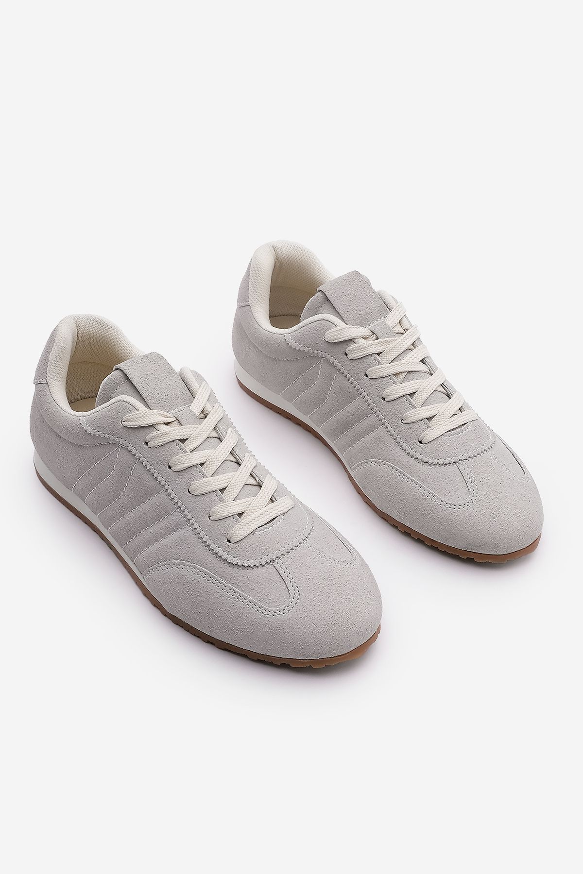 Marjin-Zonya Grey Suede Γυναικεία Sneaker - Ραμμένα Αθλητικά Παπούτσια 5