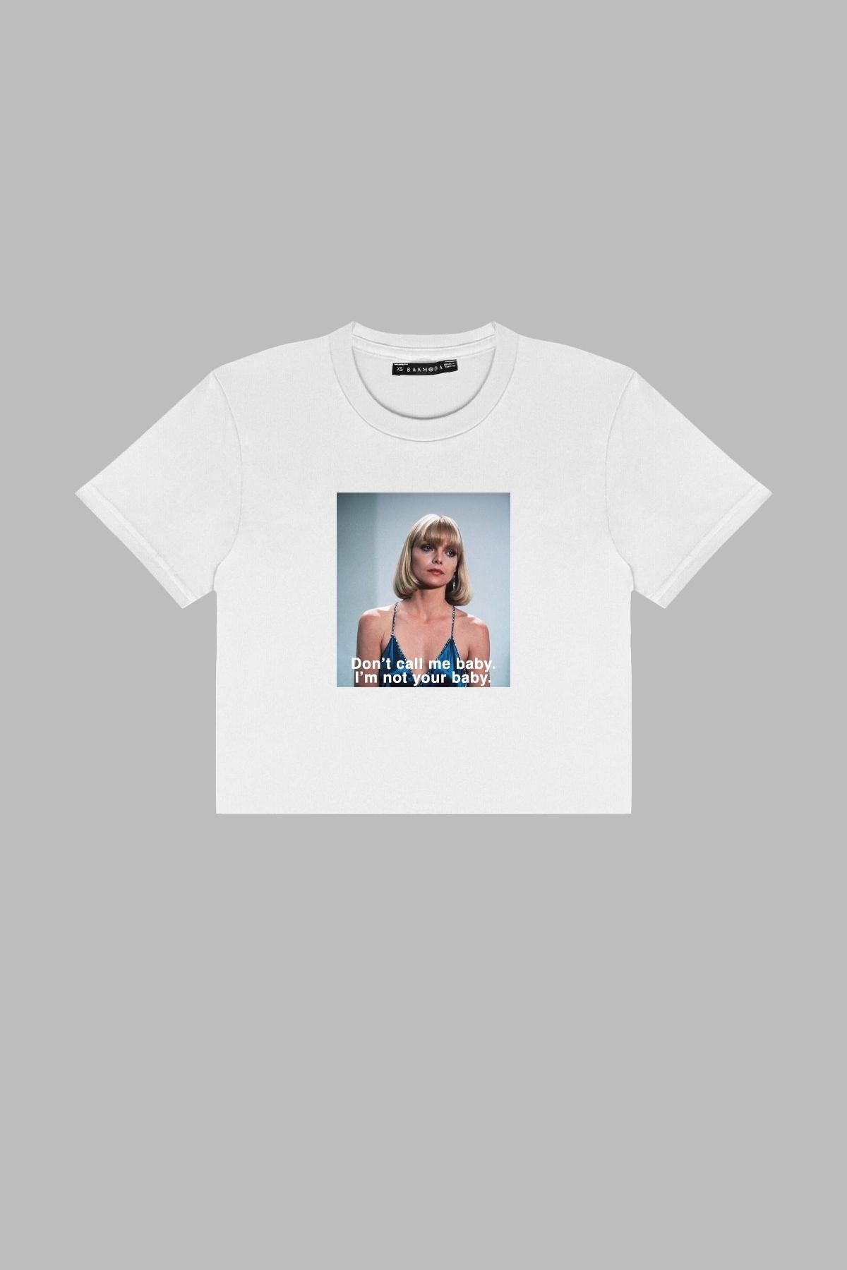 Sekizbiraltı Don't Call Me Baskılı Beyaz Crop Top