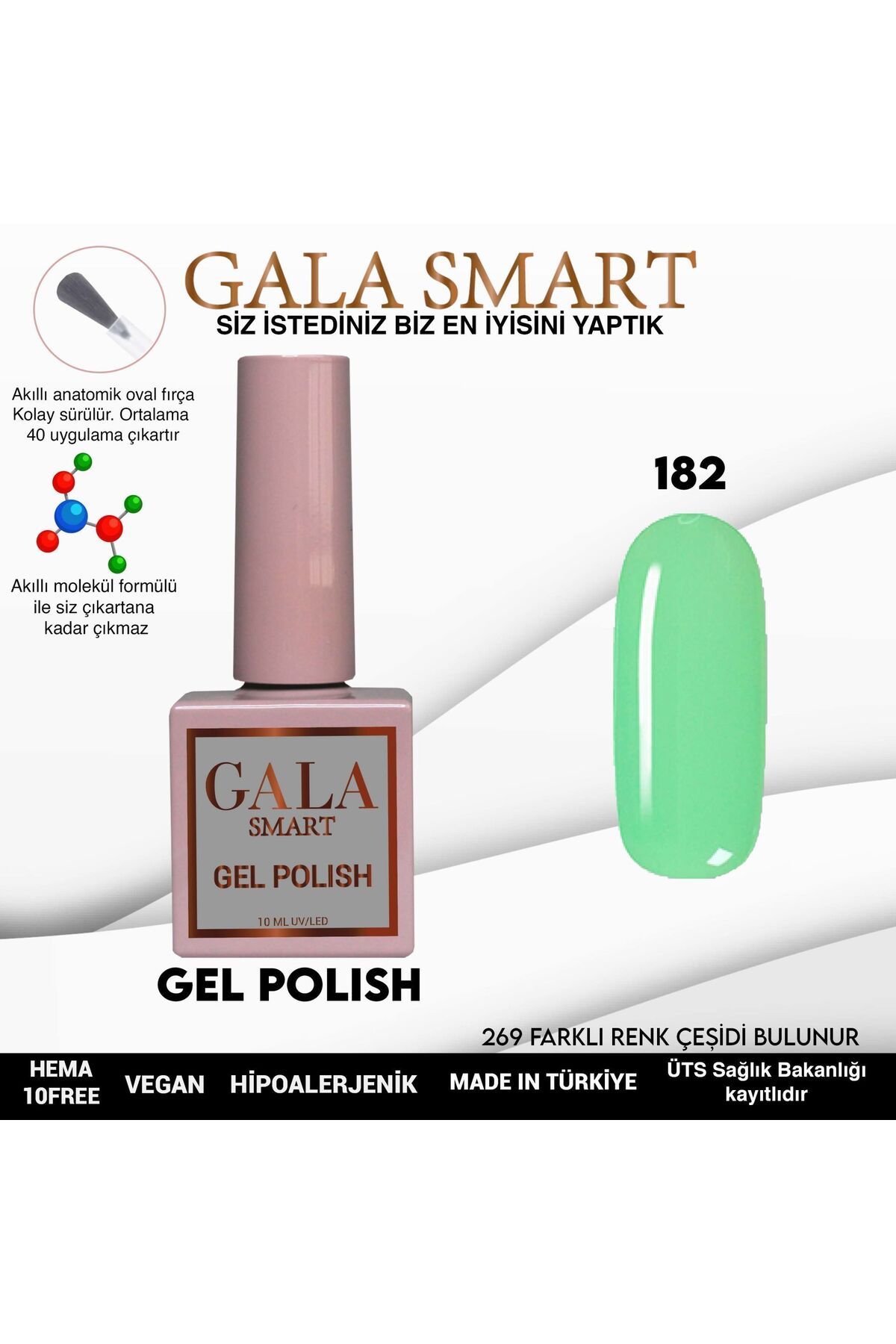 gala smart Classic Kalıcı Oje 10ml No:182