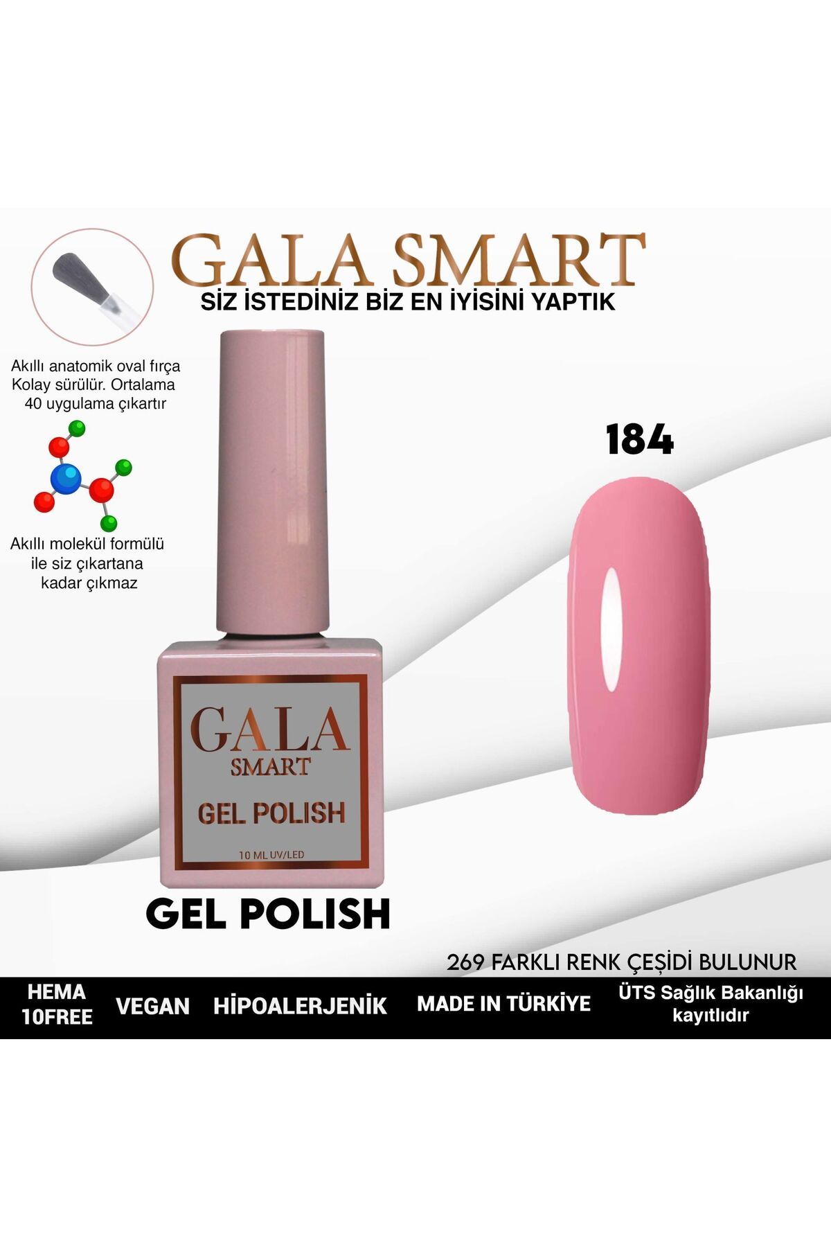 gala smart Classic Kalıcı Oje 10ml No:184