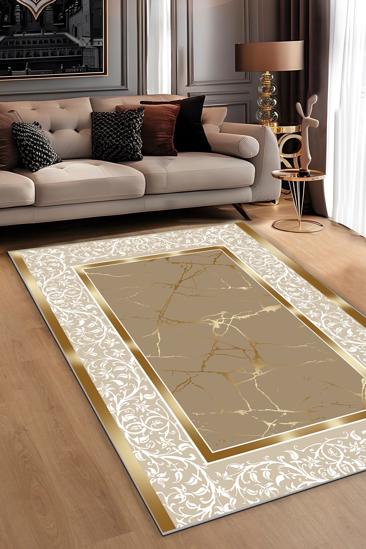 Alina Carpet Eco Touch Süngersiz Konspet Tasarım Dijital Baskılı  Salon Halısı Mutfak Halısı