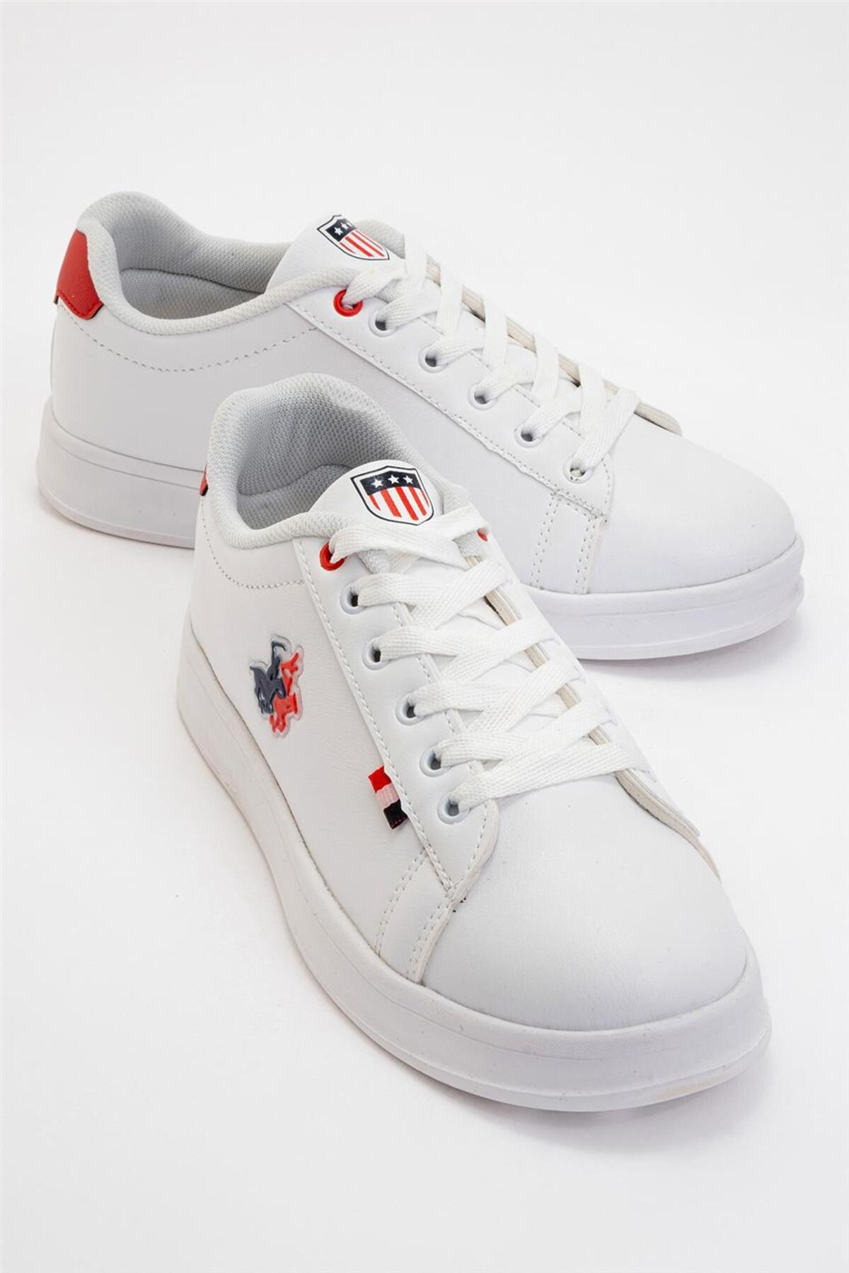 Liger Unisex Sneakers Günlük Spor Ayakkabı Beyaz - Kırmızı görsel 2