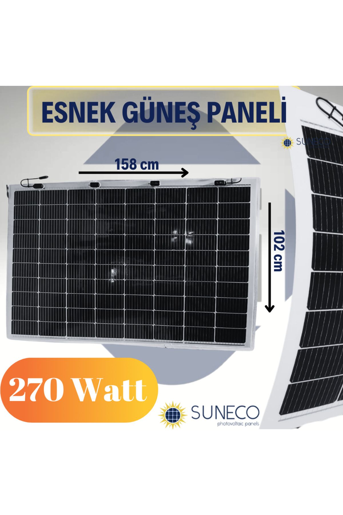 Suneco 270 Watt Yarı Esnek Güneş Paneli Half Cut Monokristal Solar Güneş Paneli Karavan