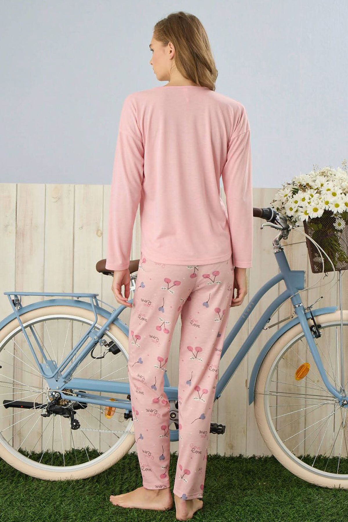 Pijamoni-Women's Long Sleeve Print Pajamas Set - Crew Neck 2