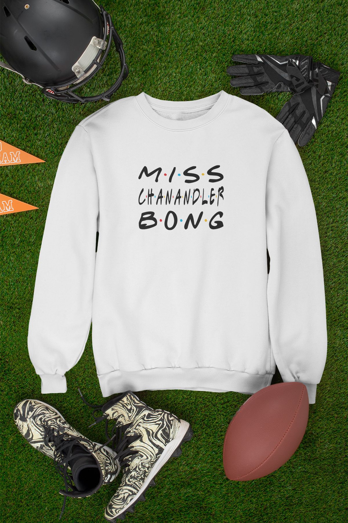 qoeuyl boutique Miss Chanandler Bong Friends Chandler Bing Baskılı Eğlenceli Unisex Bisiklet Yaka Sweatshirt