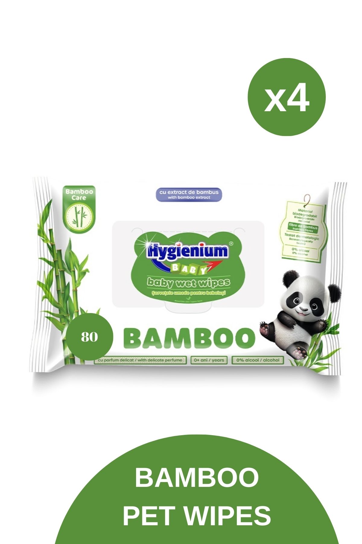 Hygienium Șervețele Umede Hygienium Baby Bamboo 80buc * 4 - Mărime unică