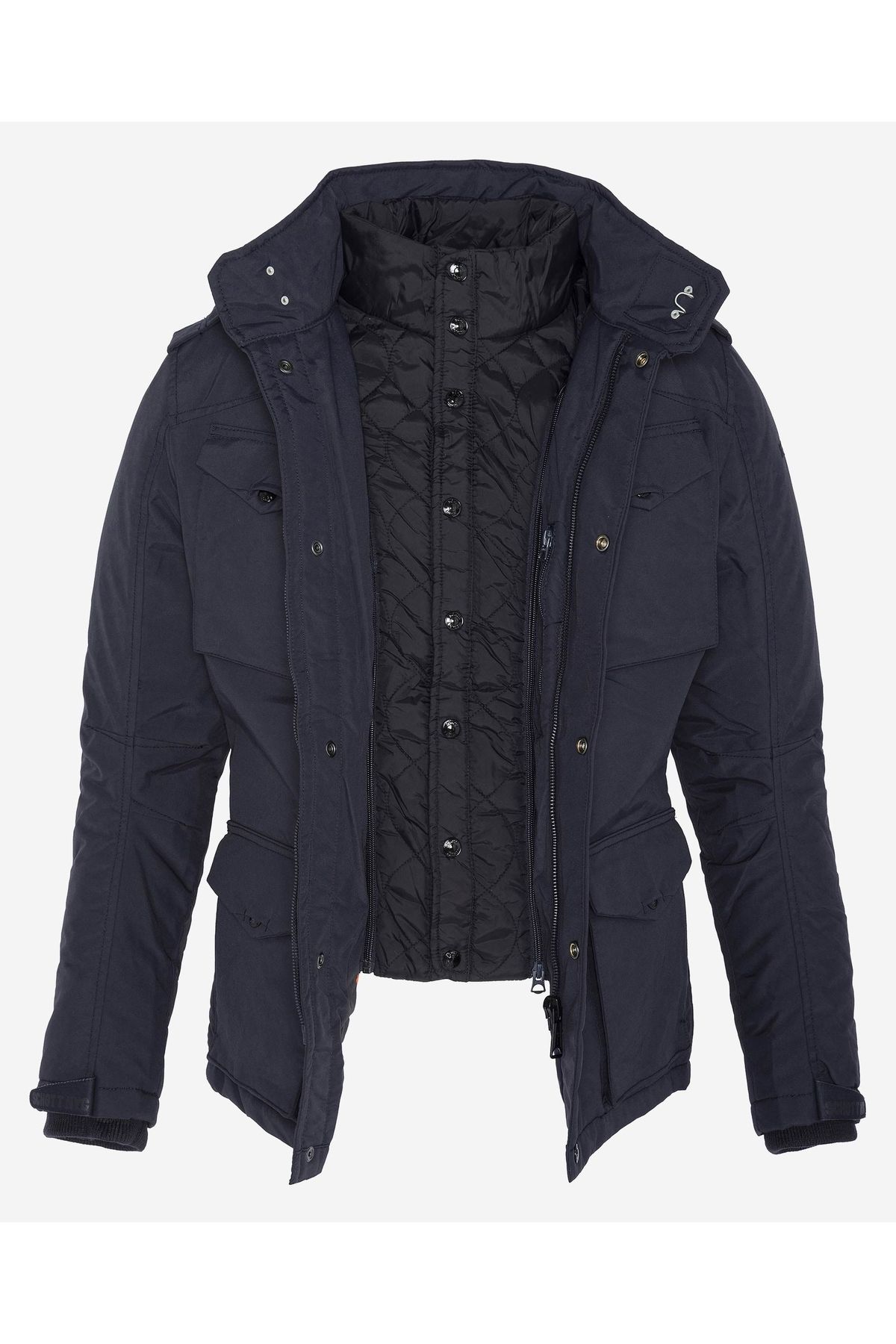 SCHOTT-Men's navy jacket with detachable Schott flap 7