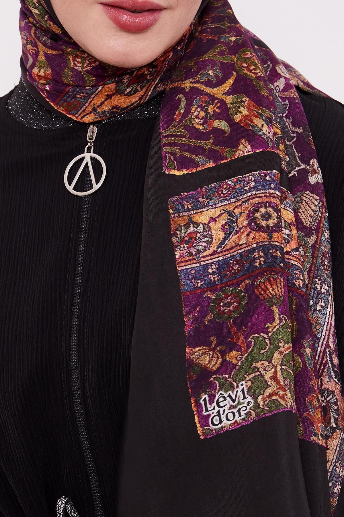 Levidor-Violet Motif Pattern Royal Shawl 3