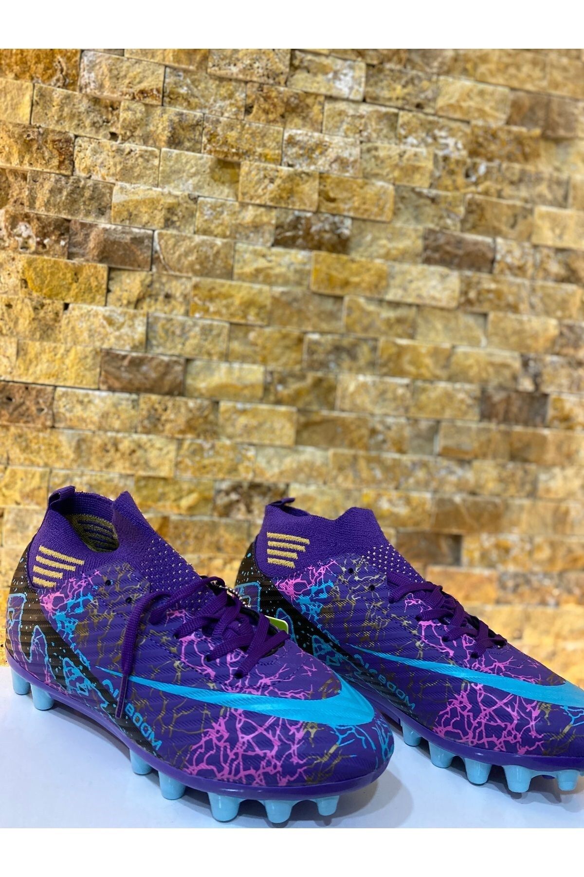 LALİGA Lace-up Astroturf Cleat Purple Turquoise Cleat Masculin - 38