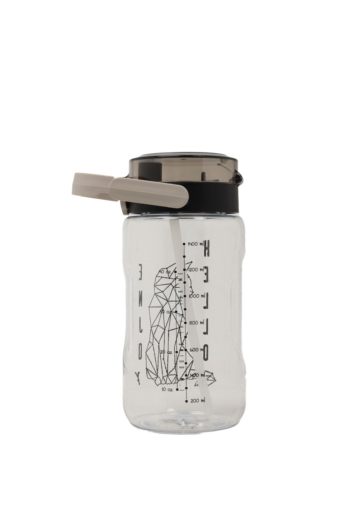 QUİCKPREP-1.5Lt Printed Beige Water Bottle with Straw 3