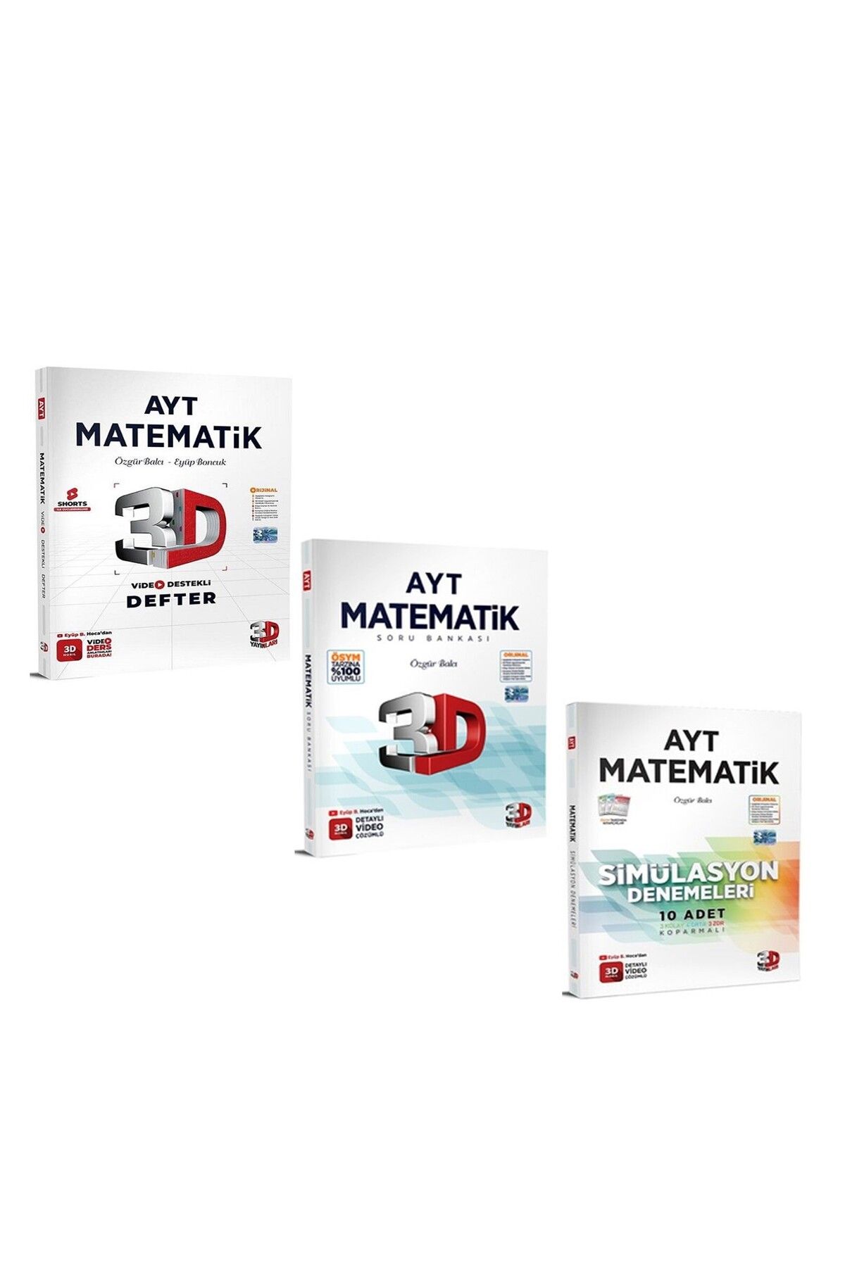 Ankara Kitap Merkezi 3D Yayınları AYT Matematik Video Ders Defteri Soru Bankası ve Deneme Seti 3 Kitap