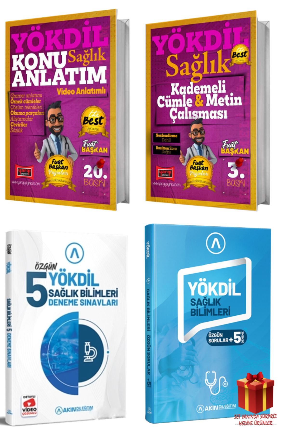 Yargı Yayınları Yargı Yökdil Sağlık Konu Anlatım+Cümle Metin Çalışması+Akın Yökdil Sağlık Deneme+Sağlık Bilimleri