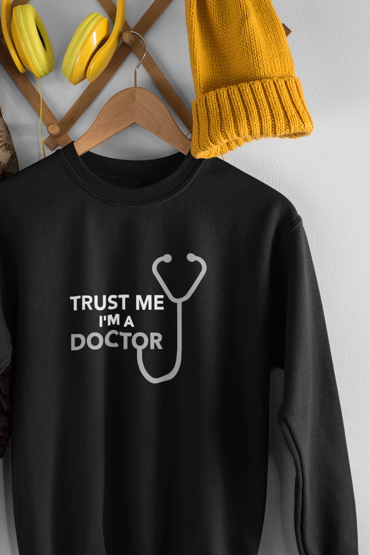 qoeuyl boutique Trust Me I'm A Doctor Baskılı Eğlenceli Unisex Bisiklet Yaka Sweatshirt