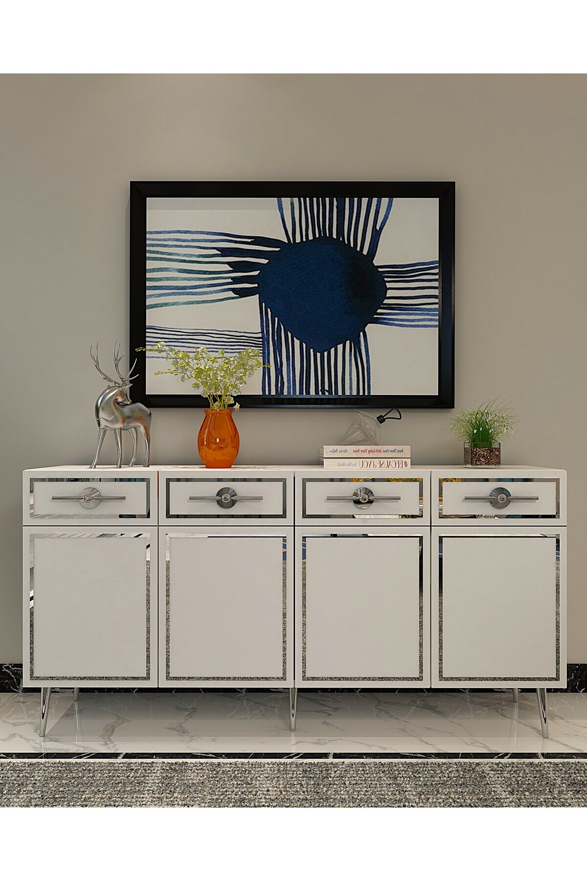 DEMONTE DECOR BELLYDD (KB150) KONSOL BEYAZ-GÜMÜŞ
