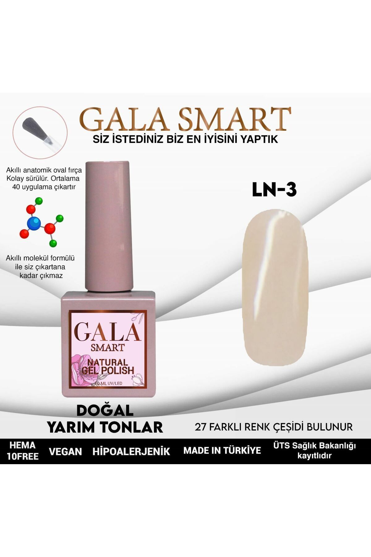 gala smart Natural Kalıcı Oje 10ml LN3