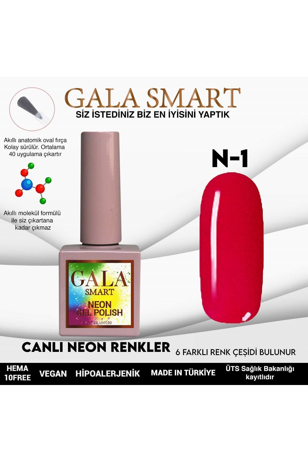 gala smart Neon Kalıcı Oje 10ml N01