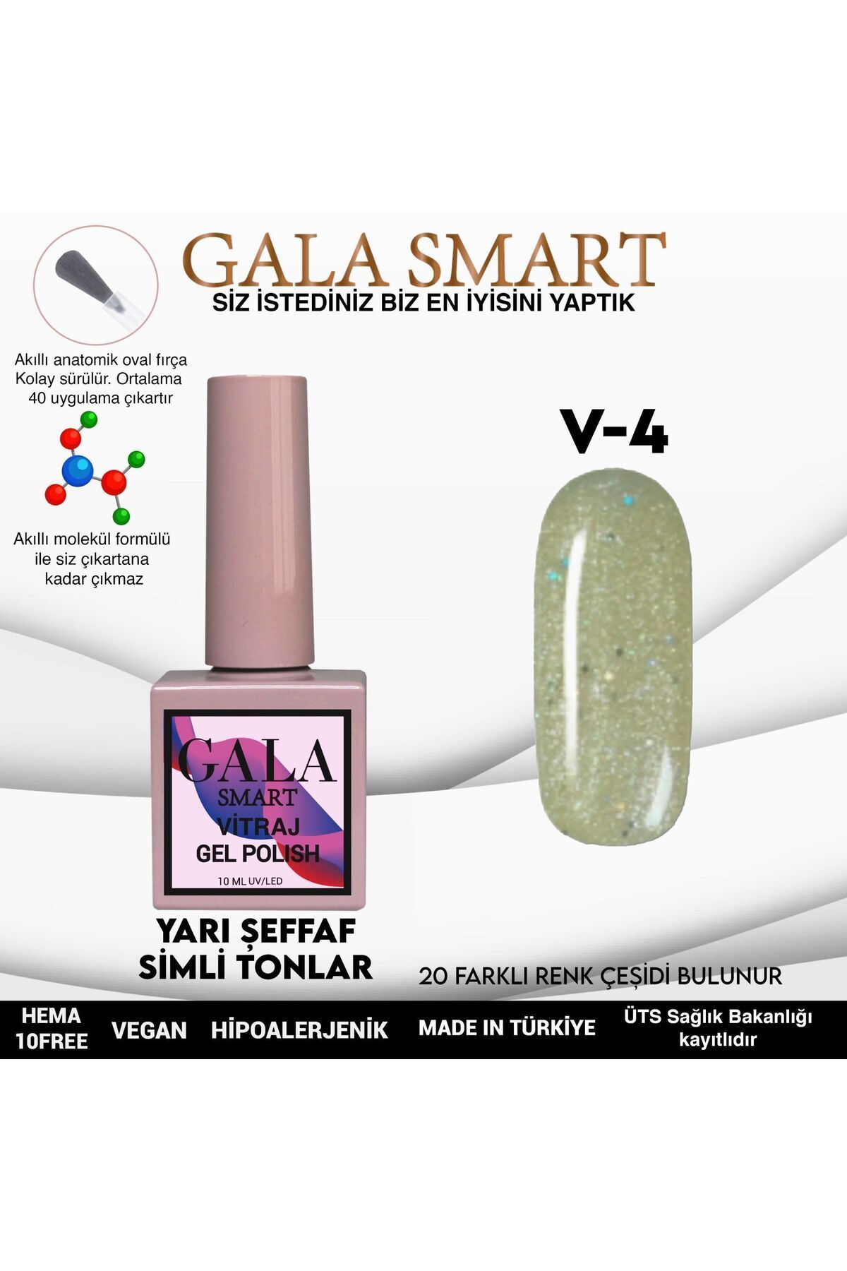 gala smart Vitraj Kalıcı Oje 10ml V04