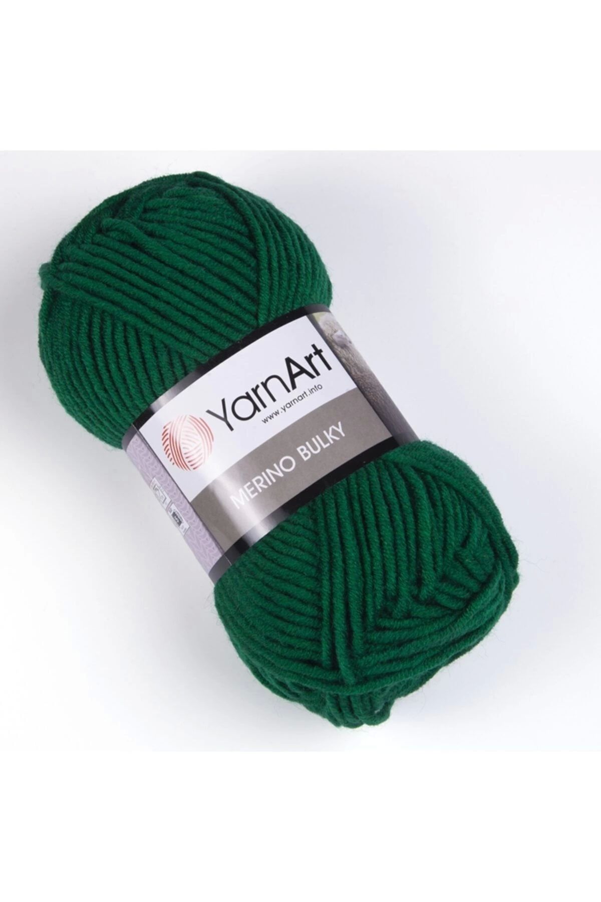 Yarnart-Merino Bulky - خيط محبوك يدويًا باللون الأخضر الداكن-338 1