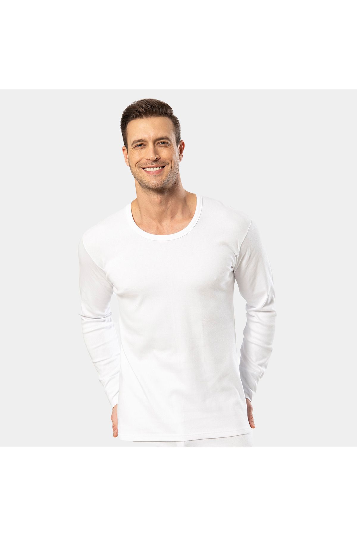 TÜREN-Türen Men's Interlock Long Sleeve Undershirt 116/White 4