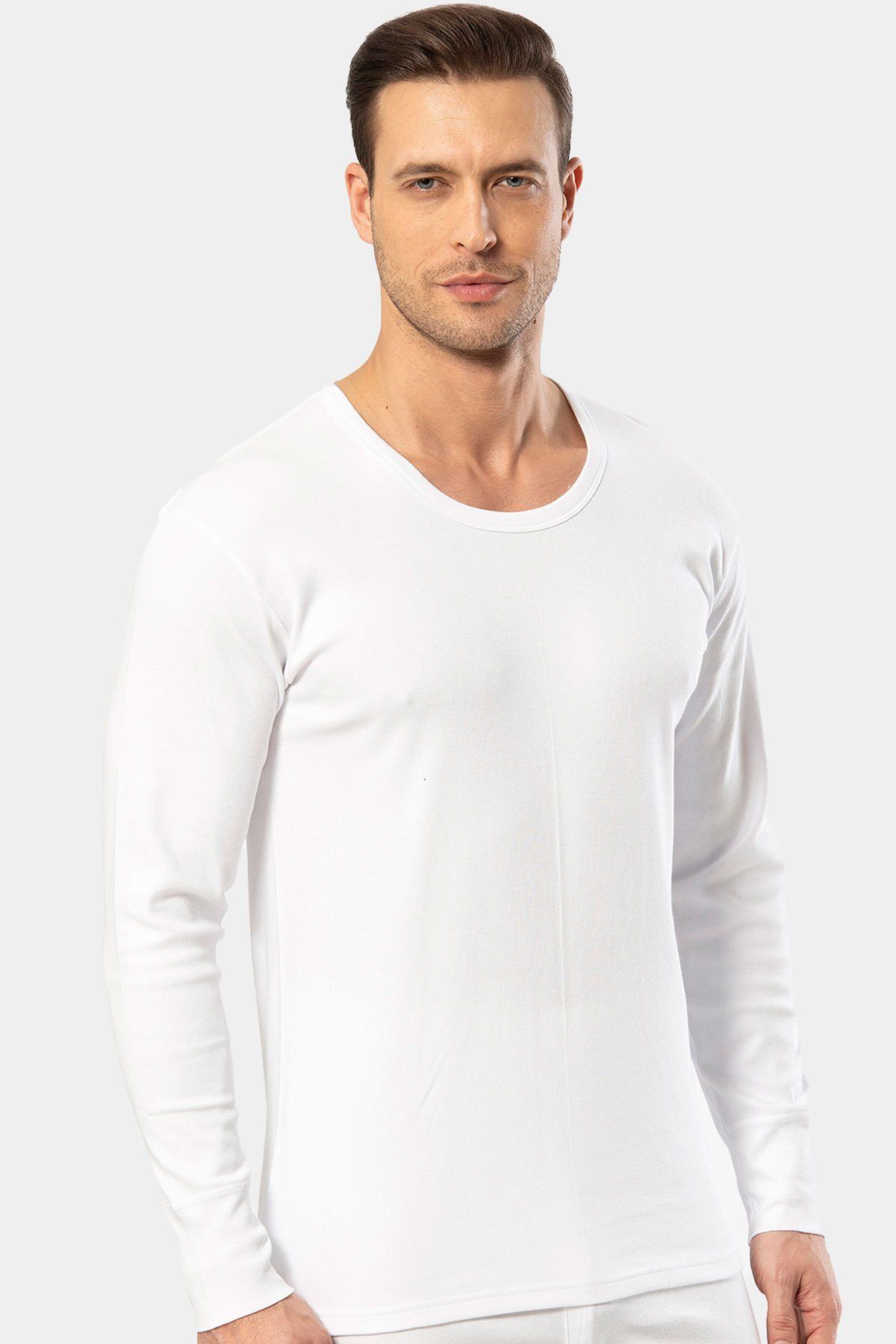 TÜREN-Türen Men's Interlock Long Sleeve Undershirt 116/White 5