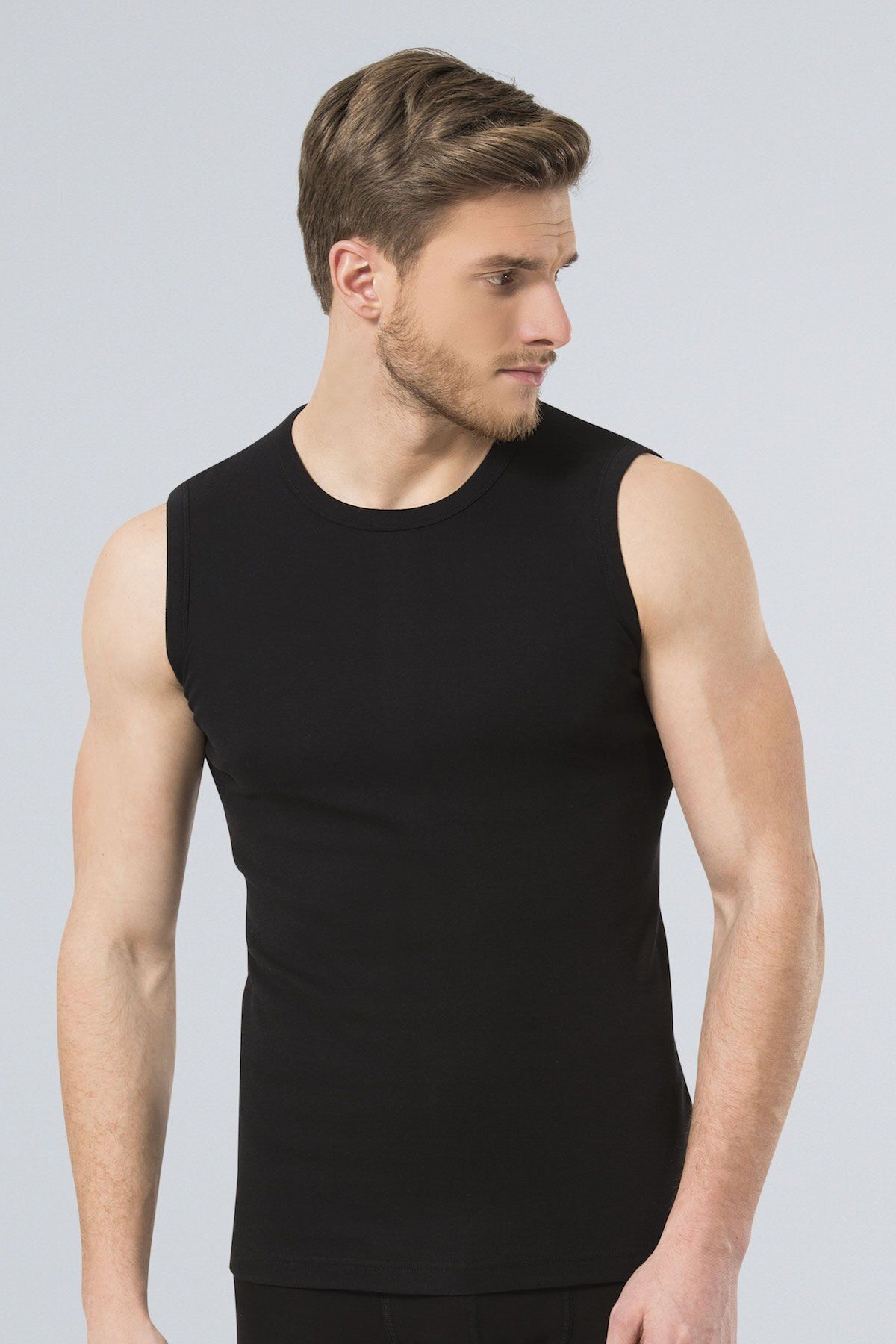 TÜREN Türen Erkek Spor O yaka Atlet (2'li Paket) 134/Siyah