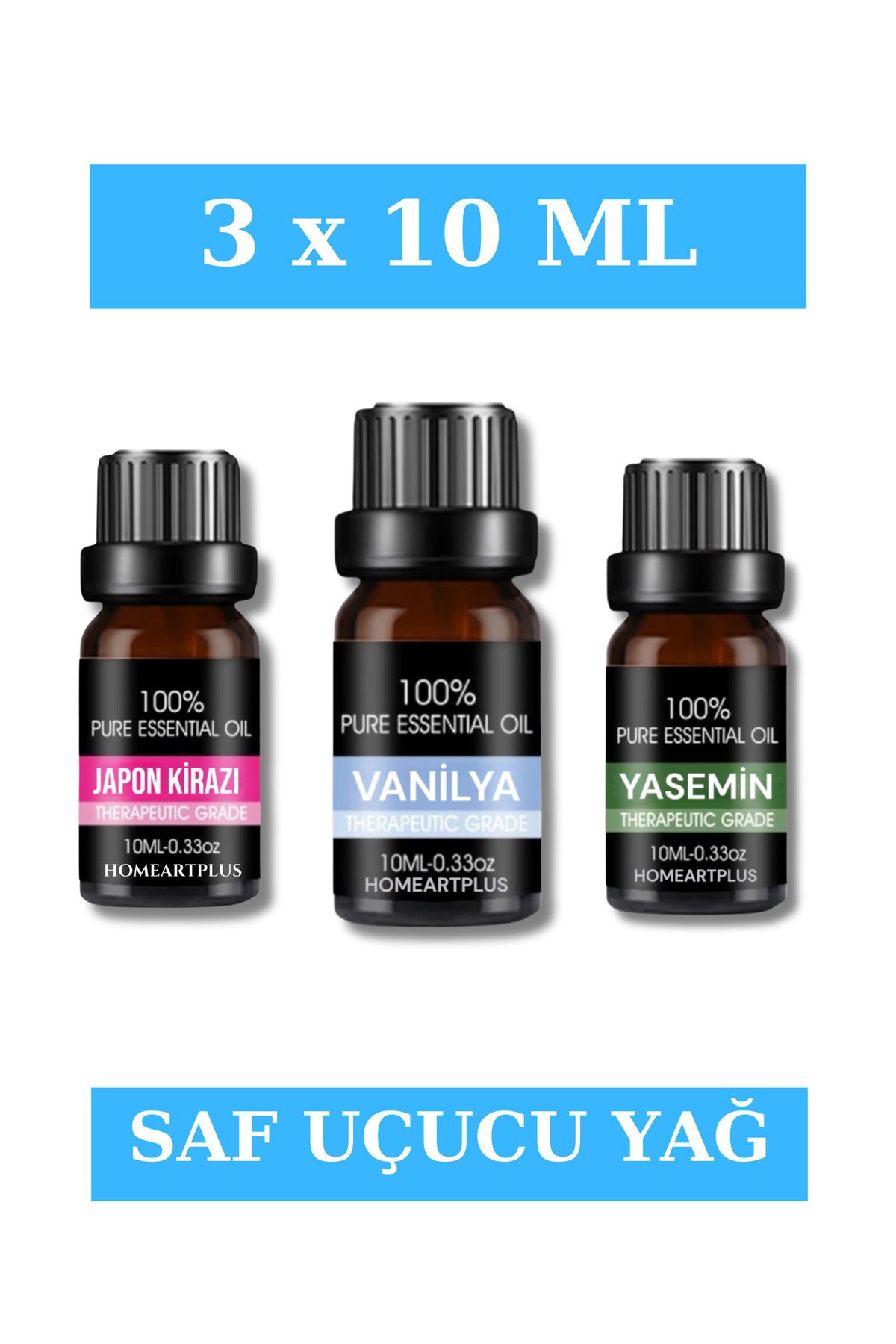 homeartplus 3x10 ml Esans Japon kirazı , Vanilya , Yasemin  Koku Buhurdanlık Yağı Ve Aromaterapi yağı