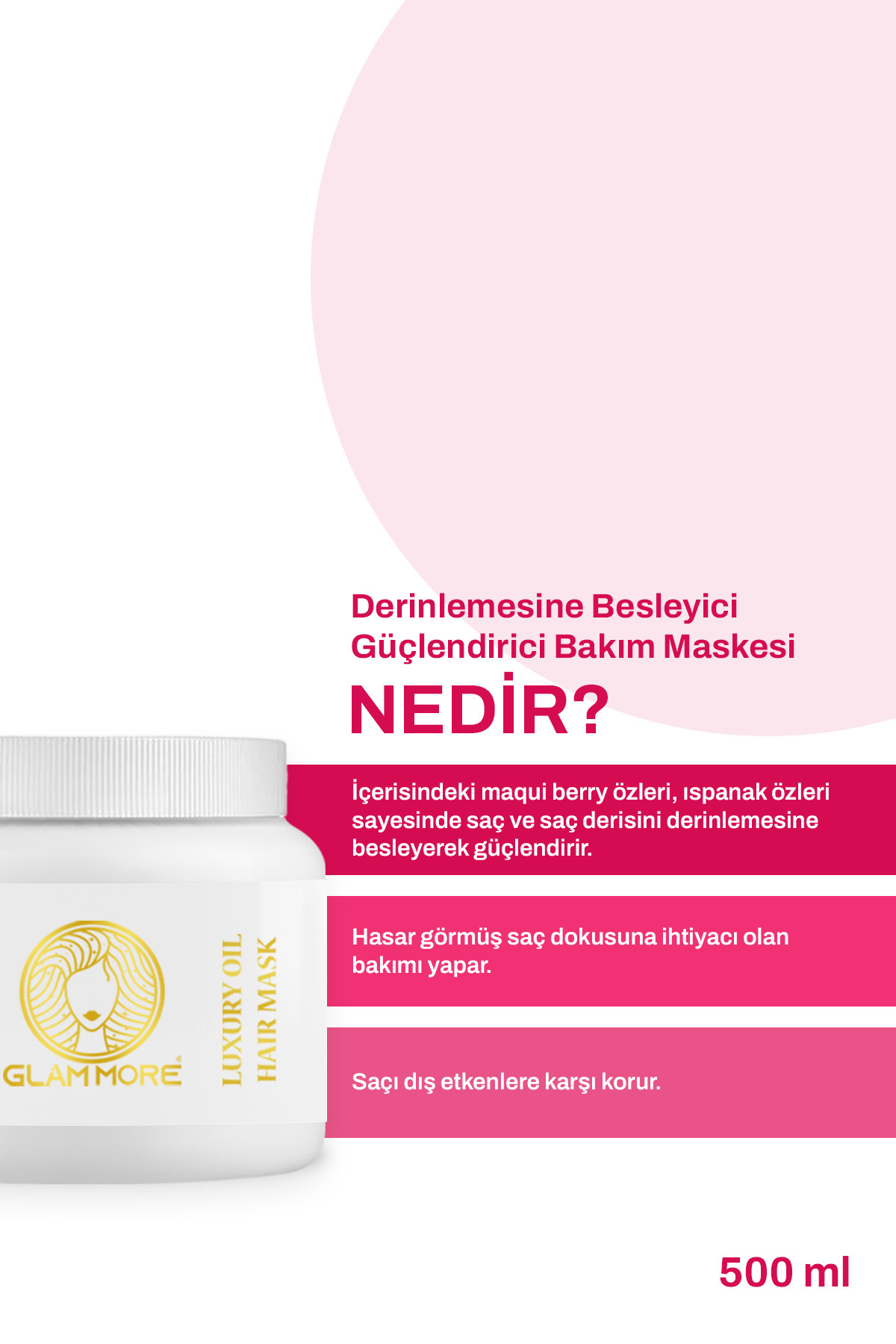Derinlemesine Besleyici & Güçlendirici Luxury Oil Hair Mask 500 ml — glammoreoilmask500ml — تصویر 2 از 8