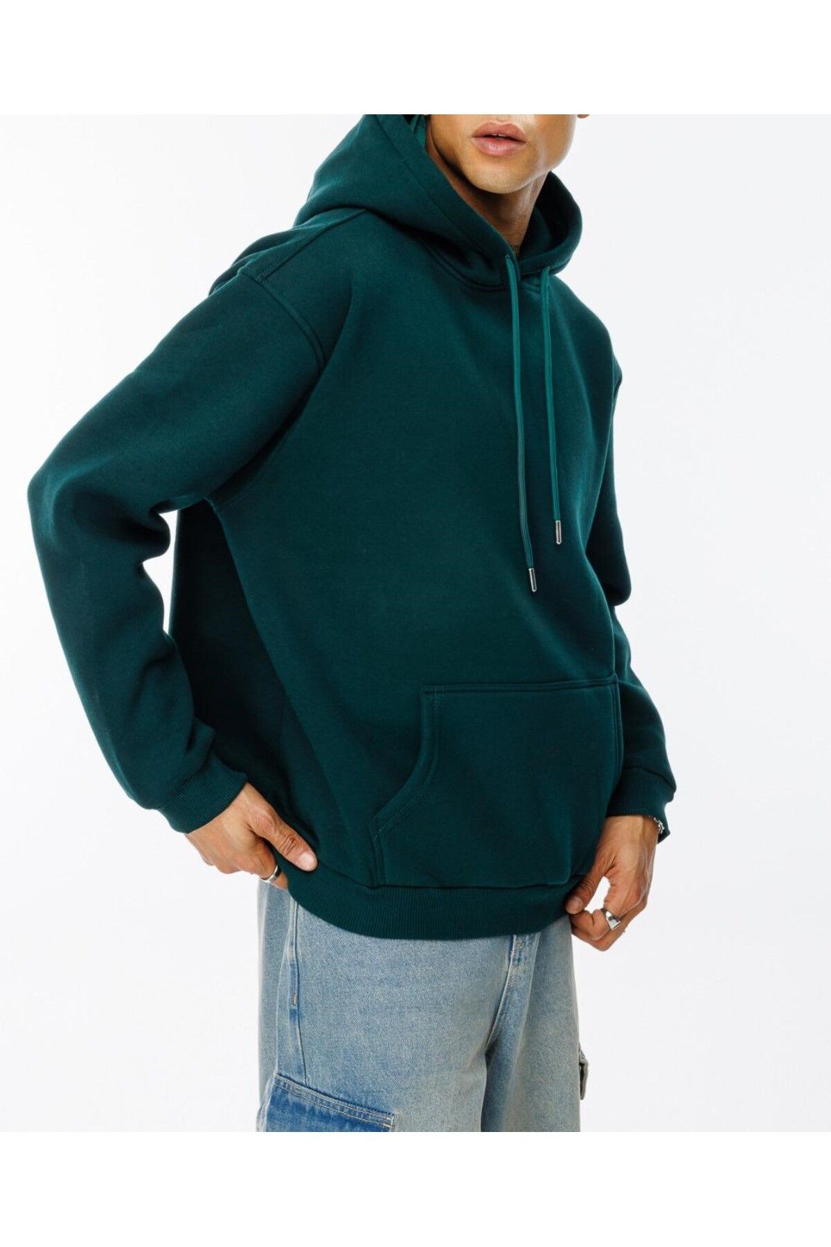 3E1K Kapüşonlu Koyu Yeşil Sweatshirt