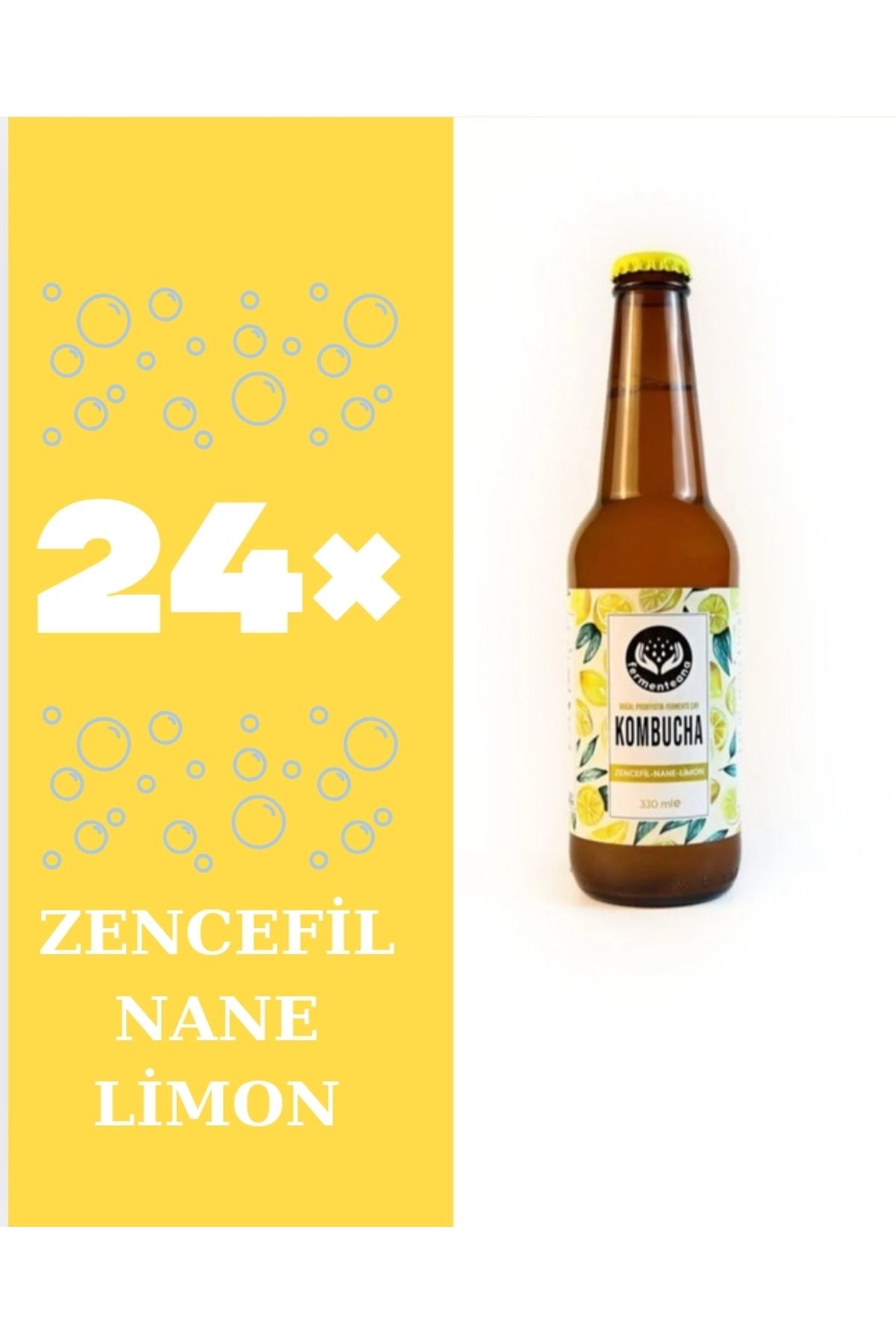 FERMENTEANA Kombucha 24lu Kutu(330)ml Zencefil,nane,limon